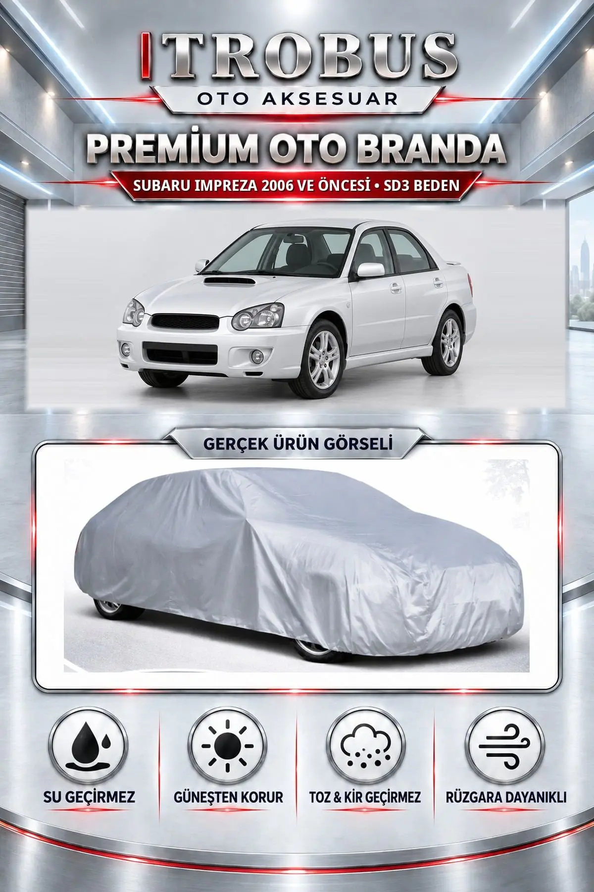 Subaru Impreza 2006 ve Öncesi Uyumlu Premium Oto Branda – SD3 Beden