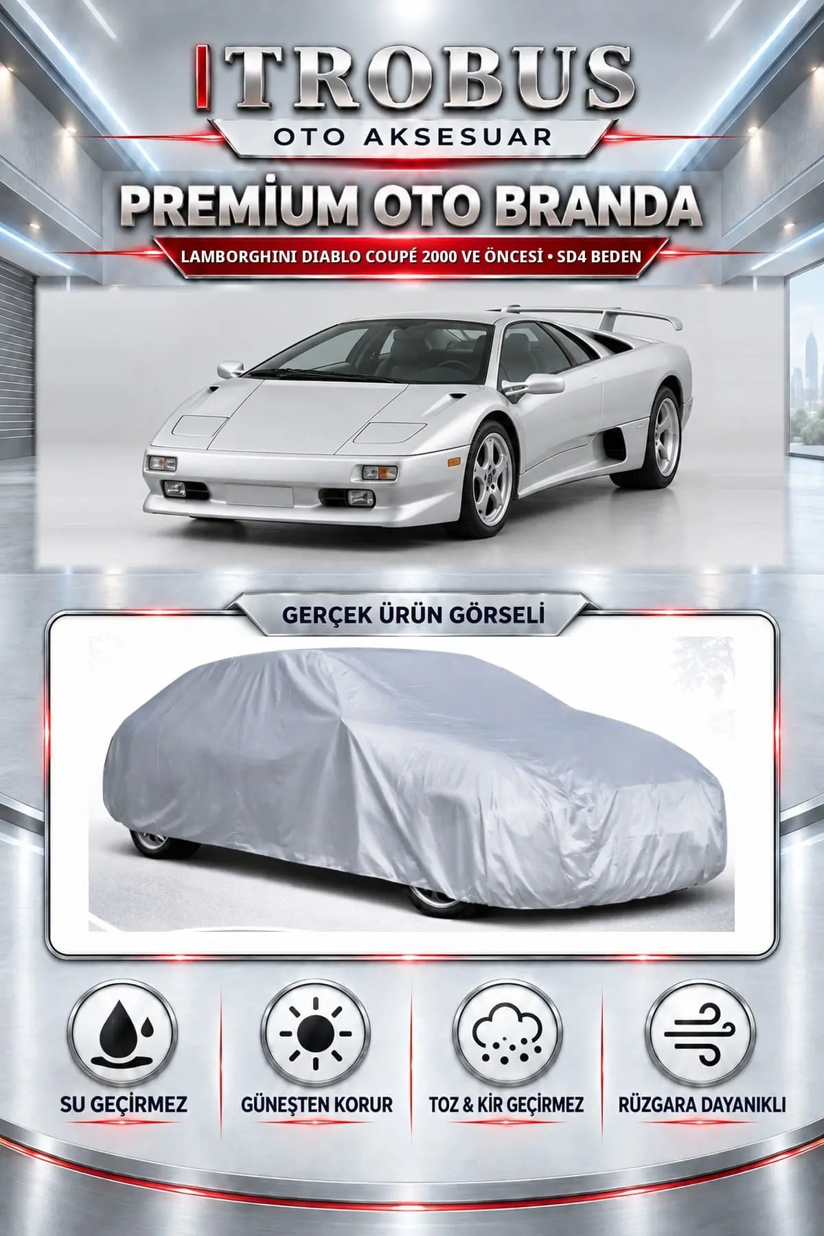 Lamborghini Diablo Coupé 2000 ve Öncesi Uyumlu Premium Oto Branda – SD4 Beden