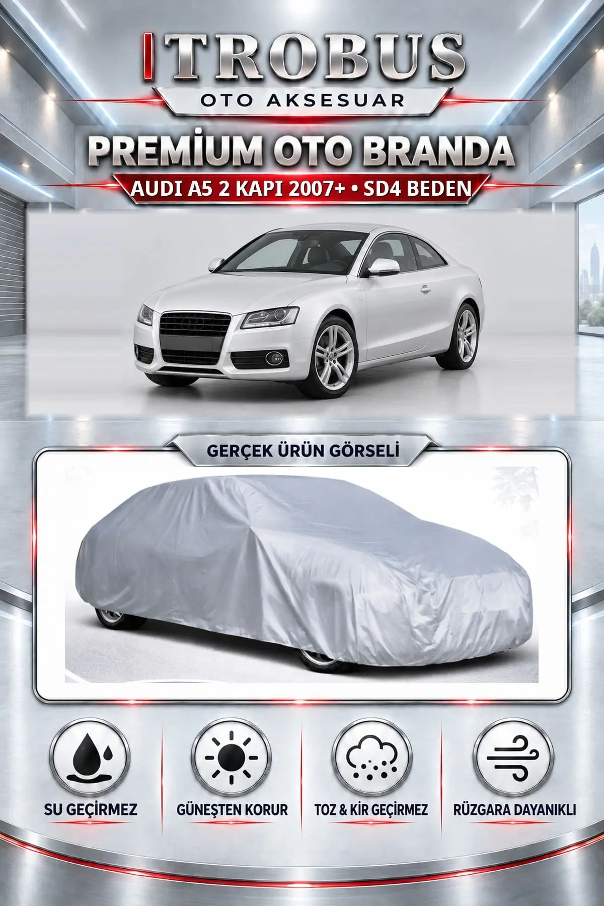 Audi A5 2 kapı 2007 ve Sonrası Uyumlu Premium Oto Branda – SD4 Beden