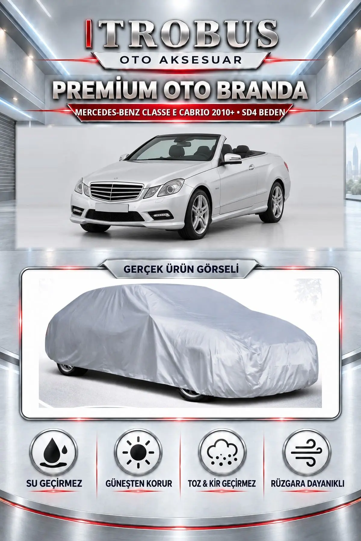 Mercedes-Benz Classe E Cabrio 2010 ve Sonrası Uyumlu Premium Oto Branda – SD4 Beden
