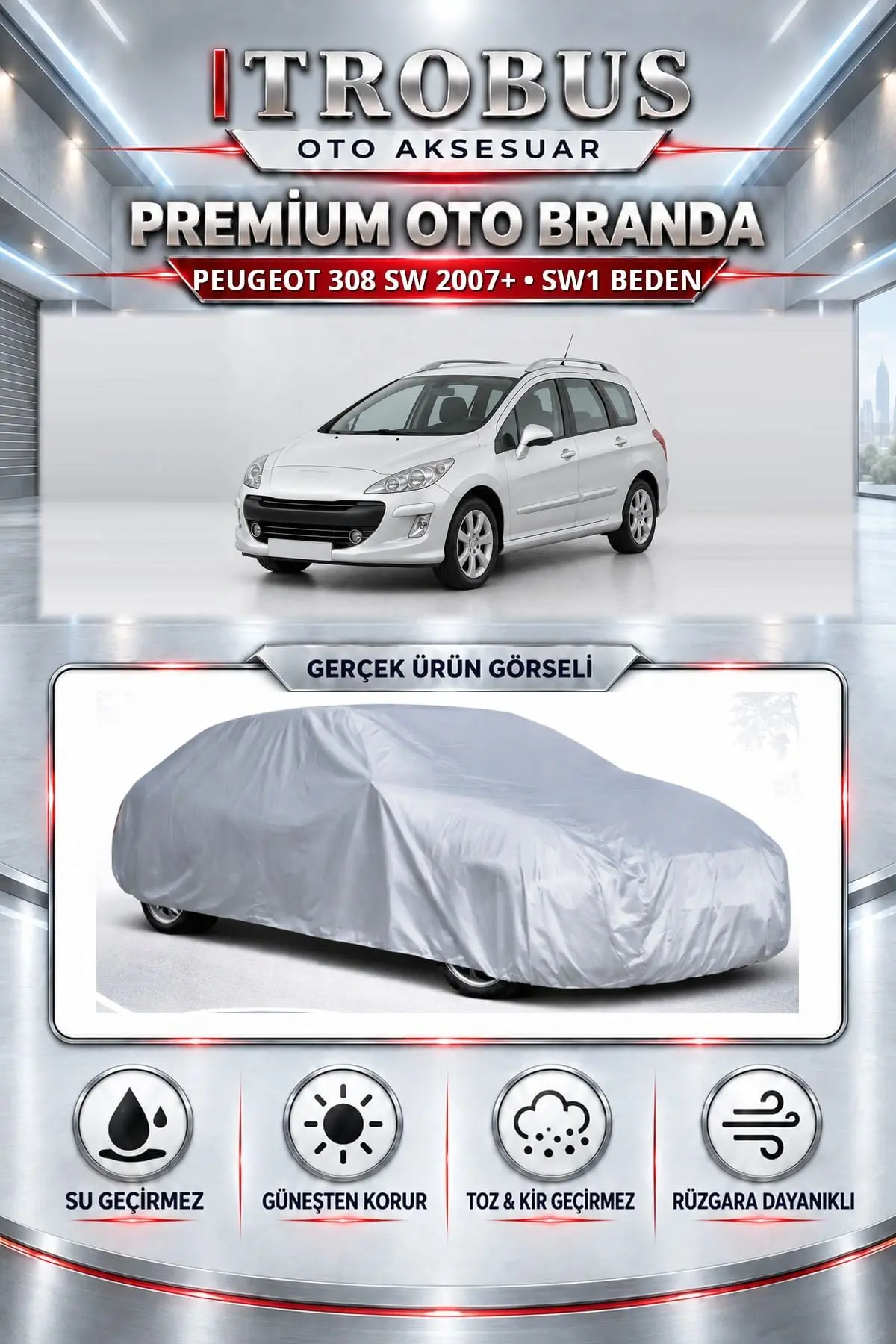 Peugeot 308 SW 2007 ve Sonrası Uyumlu Premium Oto Branda – SW1 Beden