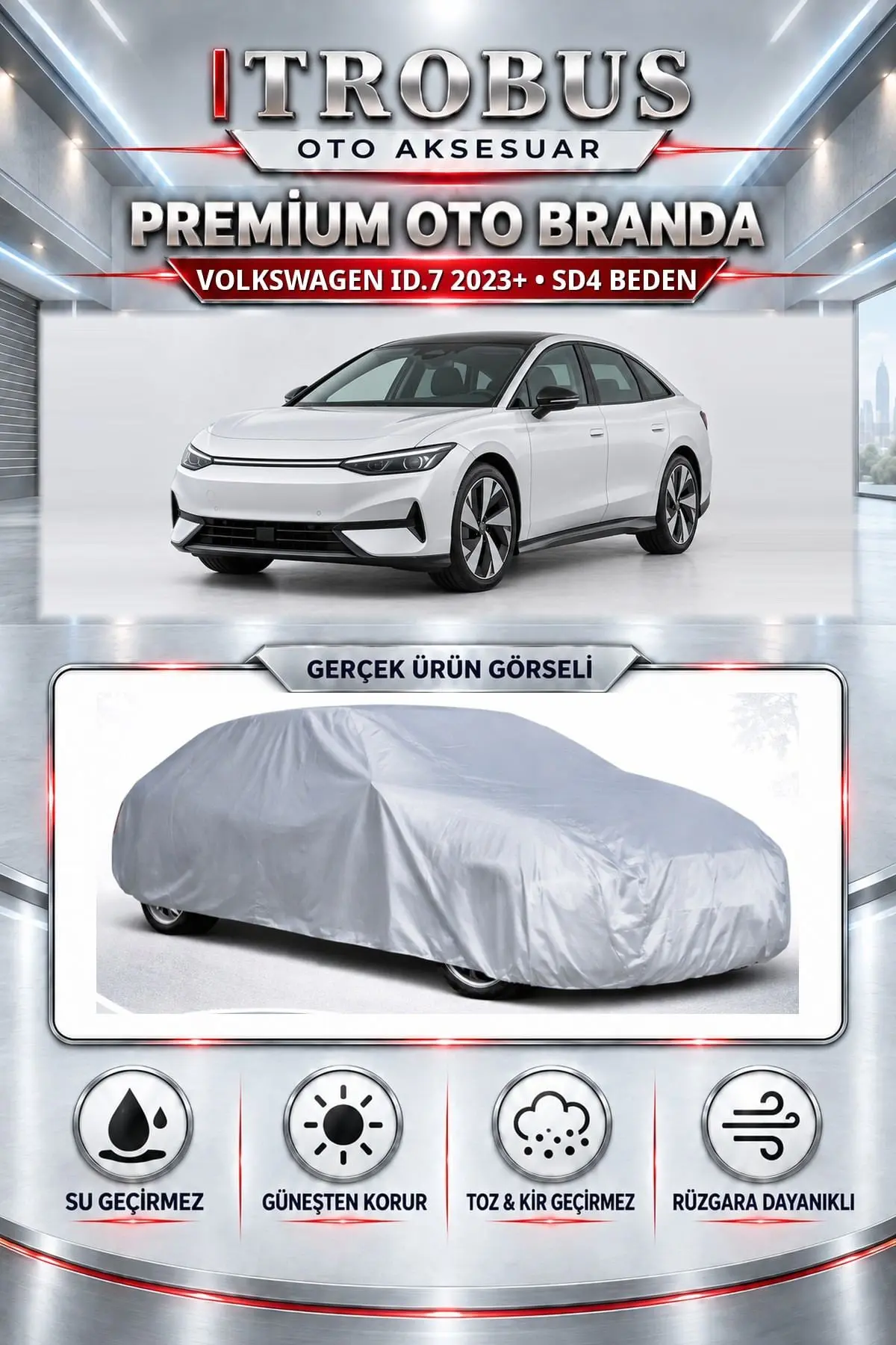 Volkswagen ID.7 2023 ve Sonrası Uyumlu Premium Oto Branda – SD4 Beden