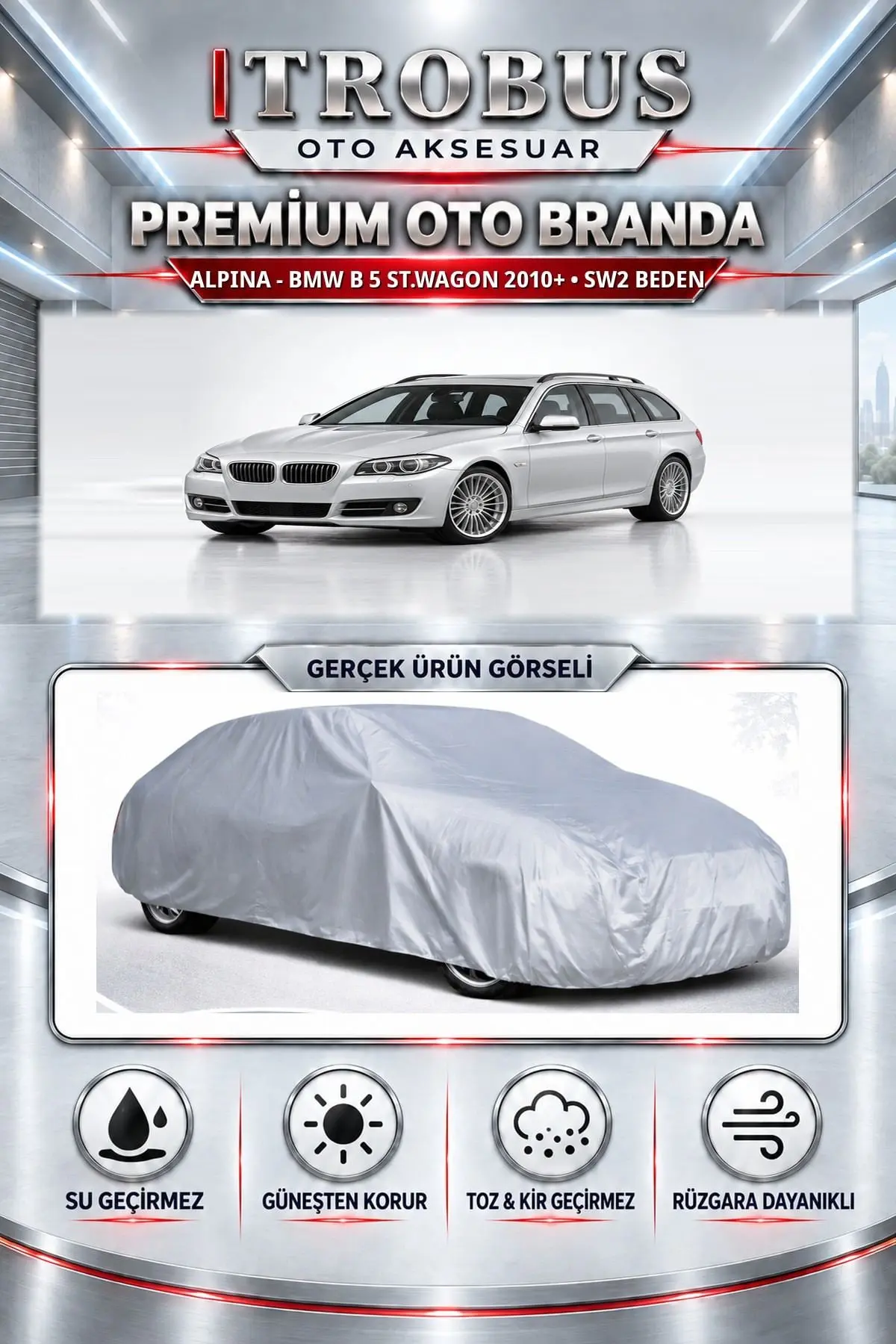 Alpi̇na - BMW B 5 St.wagon 2010 ve Sonrası Uyumlu Premium Oto Branda – SW2 Beden
