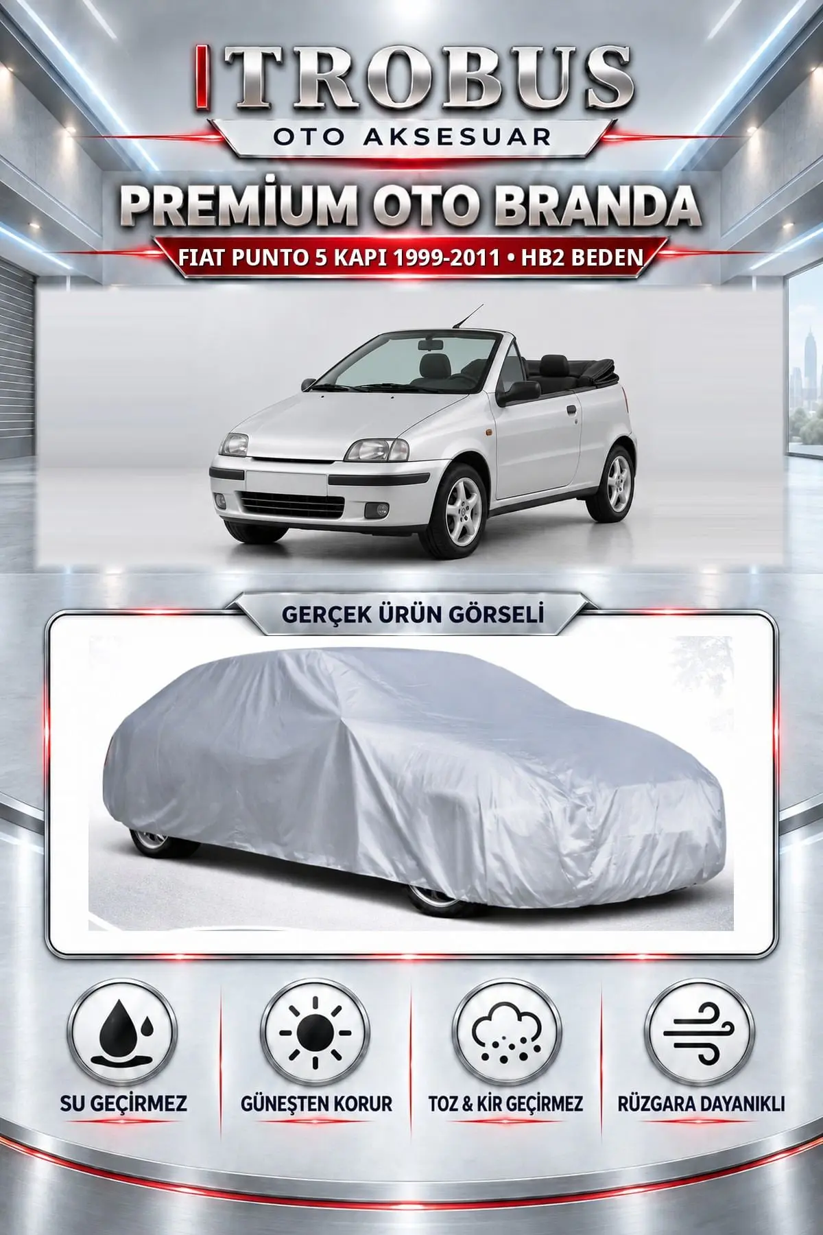 Fiat Punto 5 kapı 1999-2011 Uyumlu Premium Oto Branda – HB2 Beden