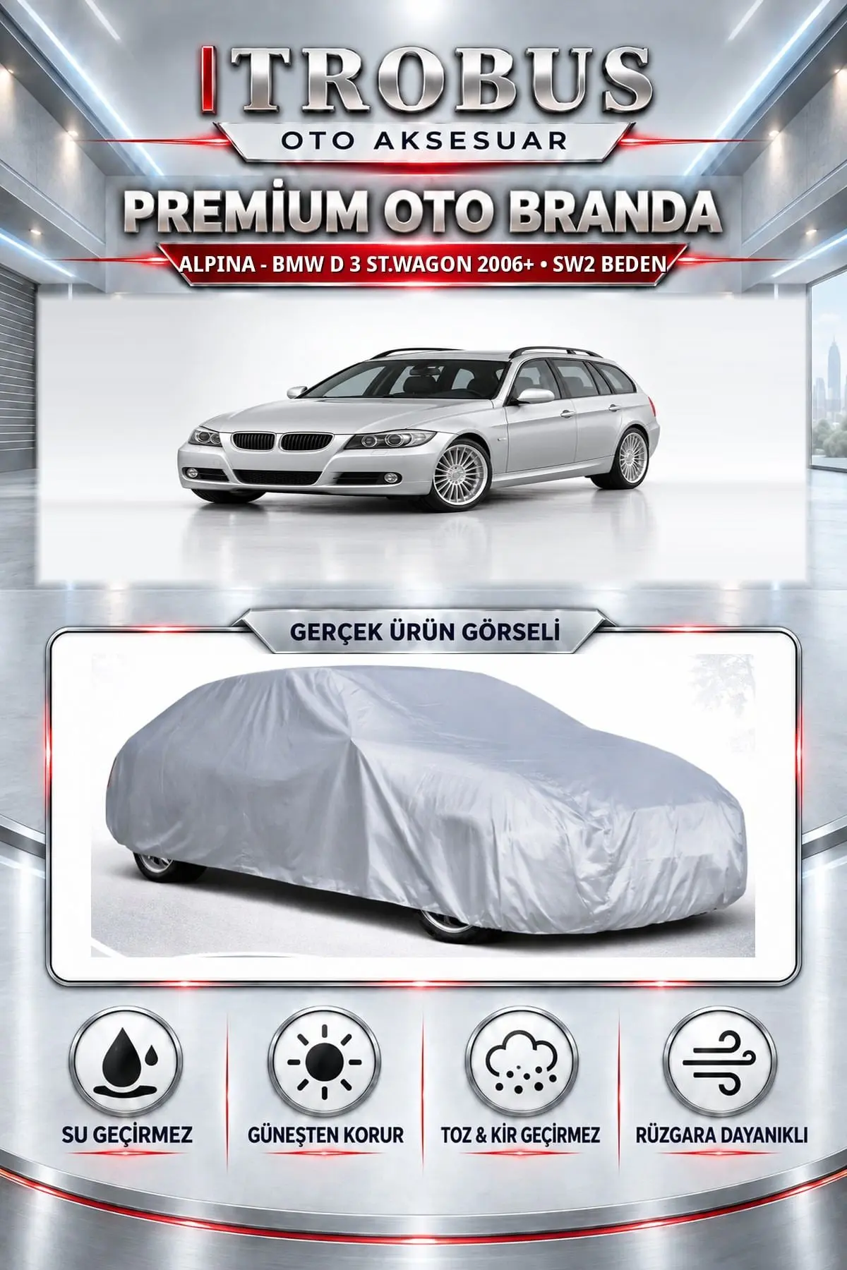 Alpi̇na - BMW D 3 St.wagon 2006 ve Sonrası Uyumlu Premium Oto Branda – SW2 Beden