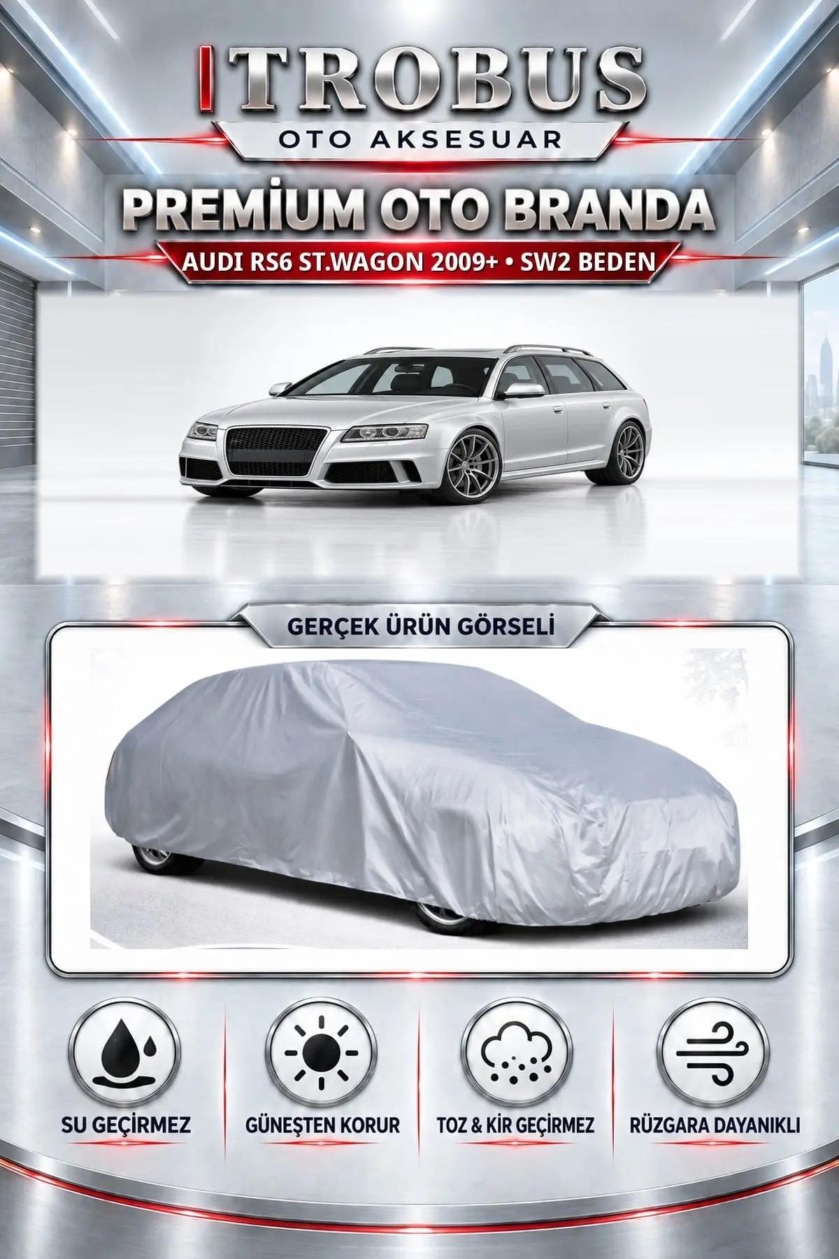 Audi RS6 St.wagon 2009 ve Sonrası Uyumlu Premium Oto Branda – SW2 Beden