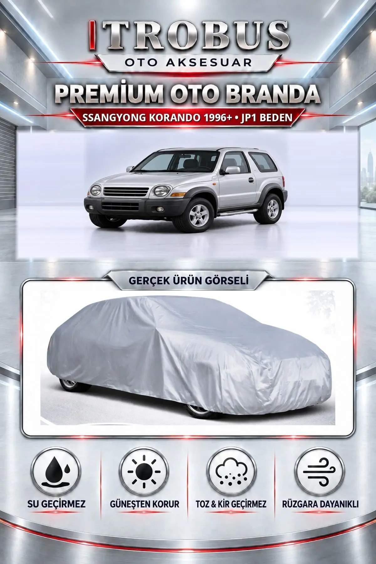 Ssangyong Korando 1996 ve Sonrası Uyumlu Premium Oto Branda – JP1 Beden