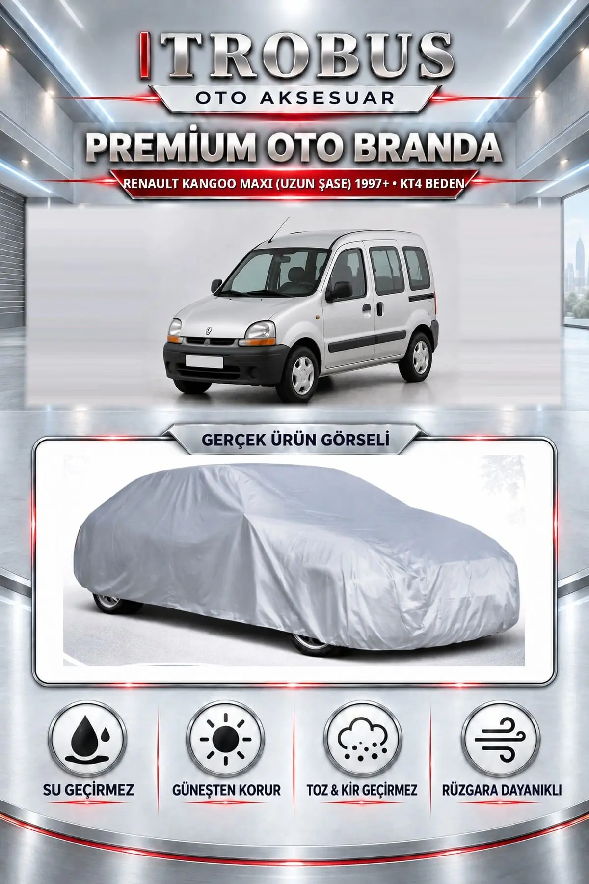 Renault Kangoo Maxi (uzun Şase) 1997 ve Sonrası Uyumlu Premium Oto Branda – KT4 Beden