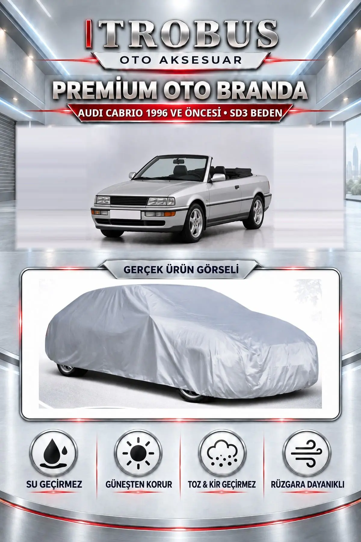 Audi Cabrio 1996 ve Öncesi Uyumlu Premium Oto Branda – SD3 Beden