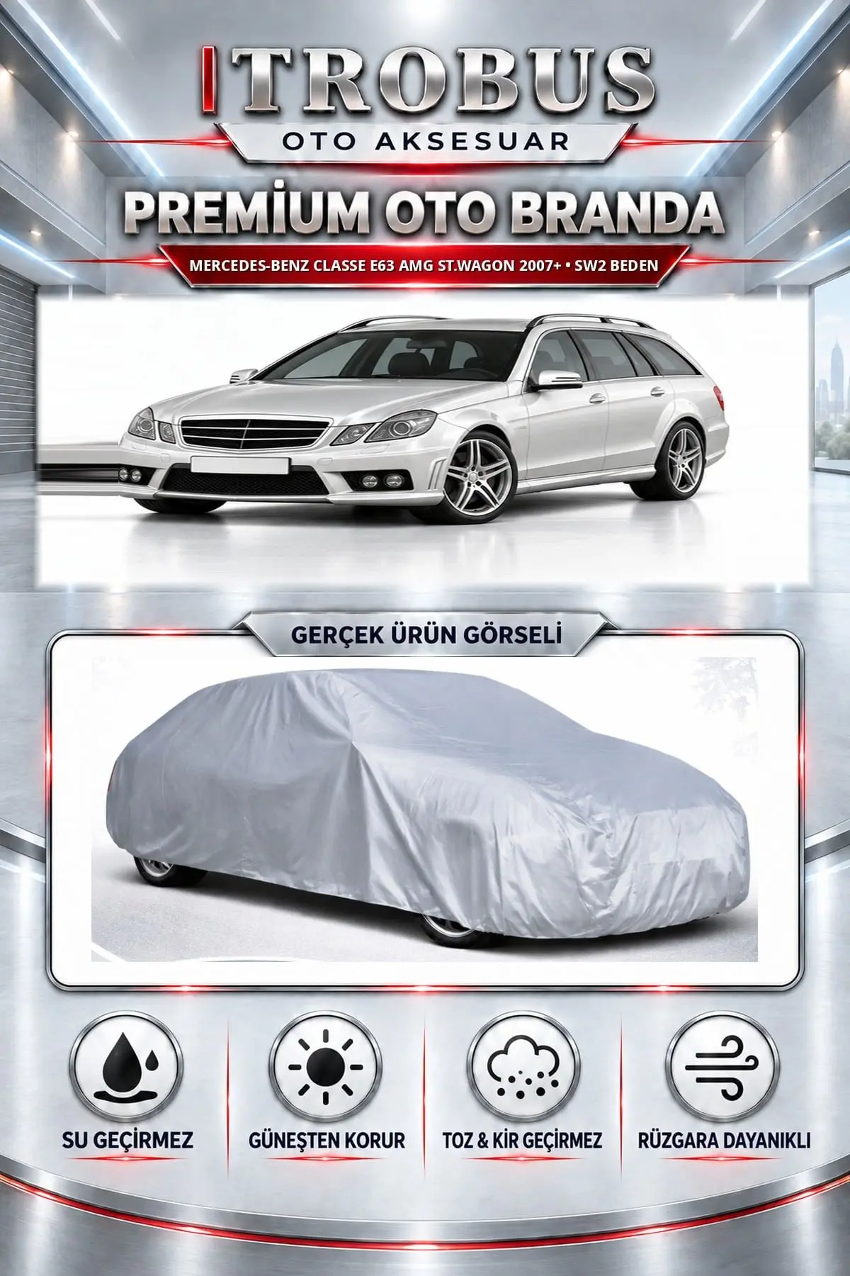 Mercedes-Benz Classe E63 AMG St.wagon 2007 ve Sonrası Uyumlu Premium Oto Branda – SW2 Beden