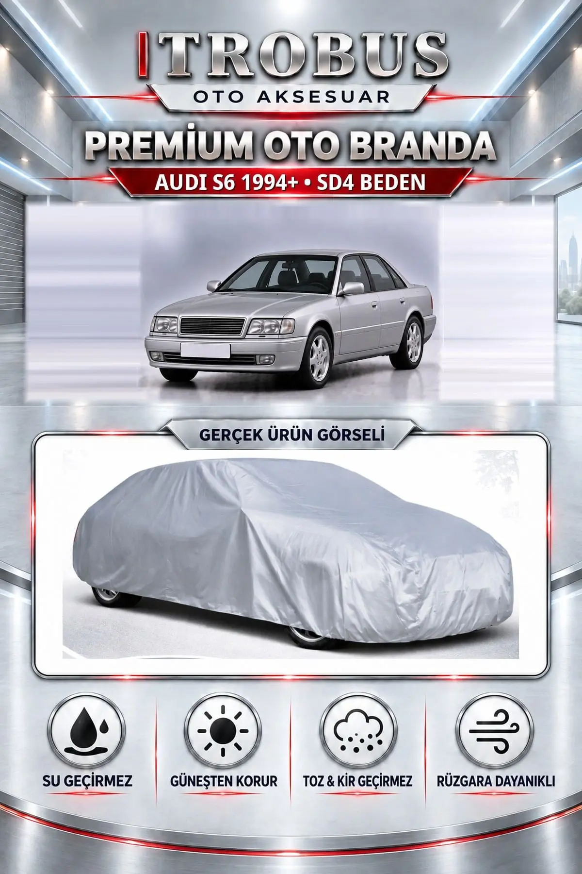 Audi S6 1994 ve Sonrası Uyumlu Premium Oto Branda – SD4 Beden