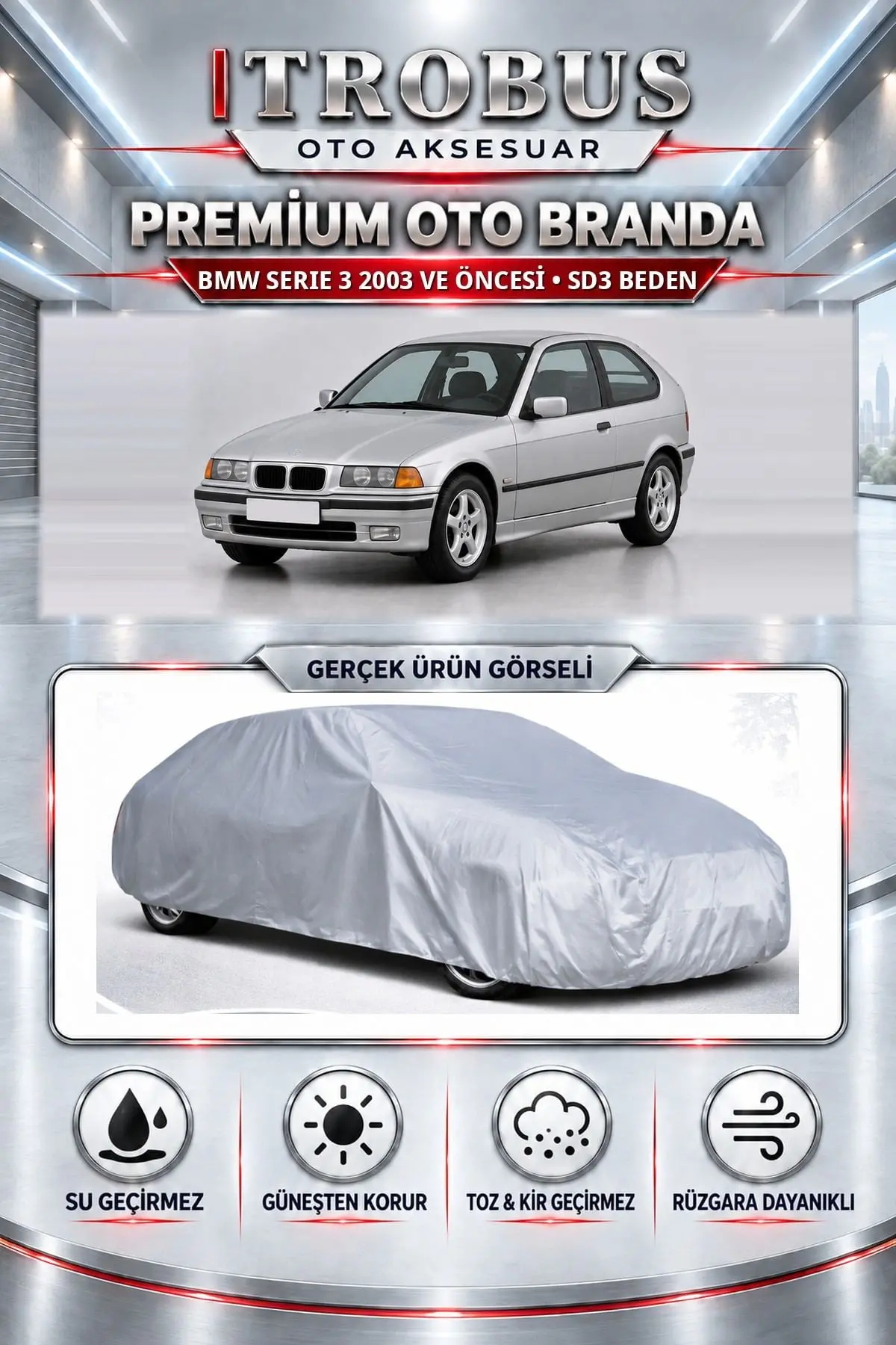 BMW Serie 3 2003 ve Öncesi Uyumlu Premium Oto Branda – SD3 Beden