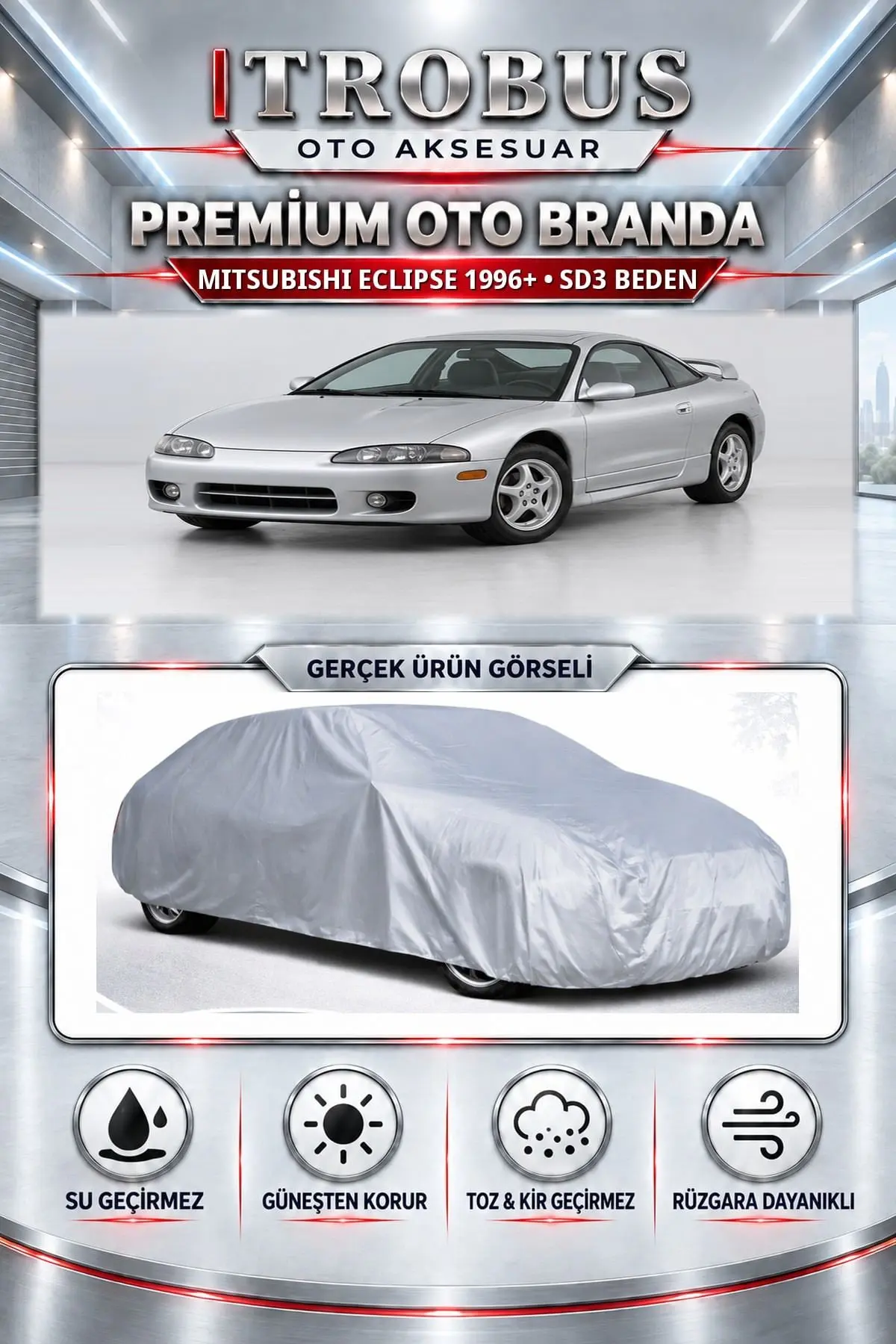Mitsubishi Eclipse 1996 ve Sonrası Uyumlu Premium Oto Branda – SD3 Beden