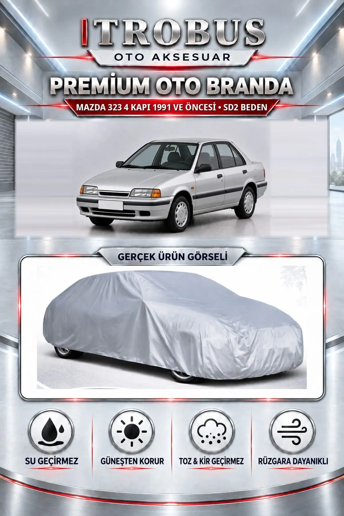 Mazda 323 4 kapı 1991 ve Öncesi Uyumlu Premium Oto Branda – SD2 Beden