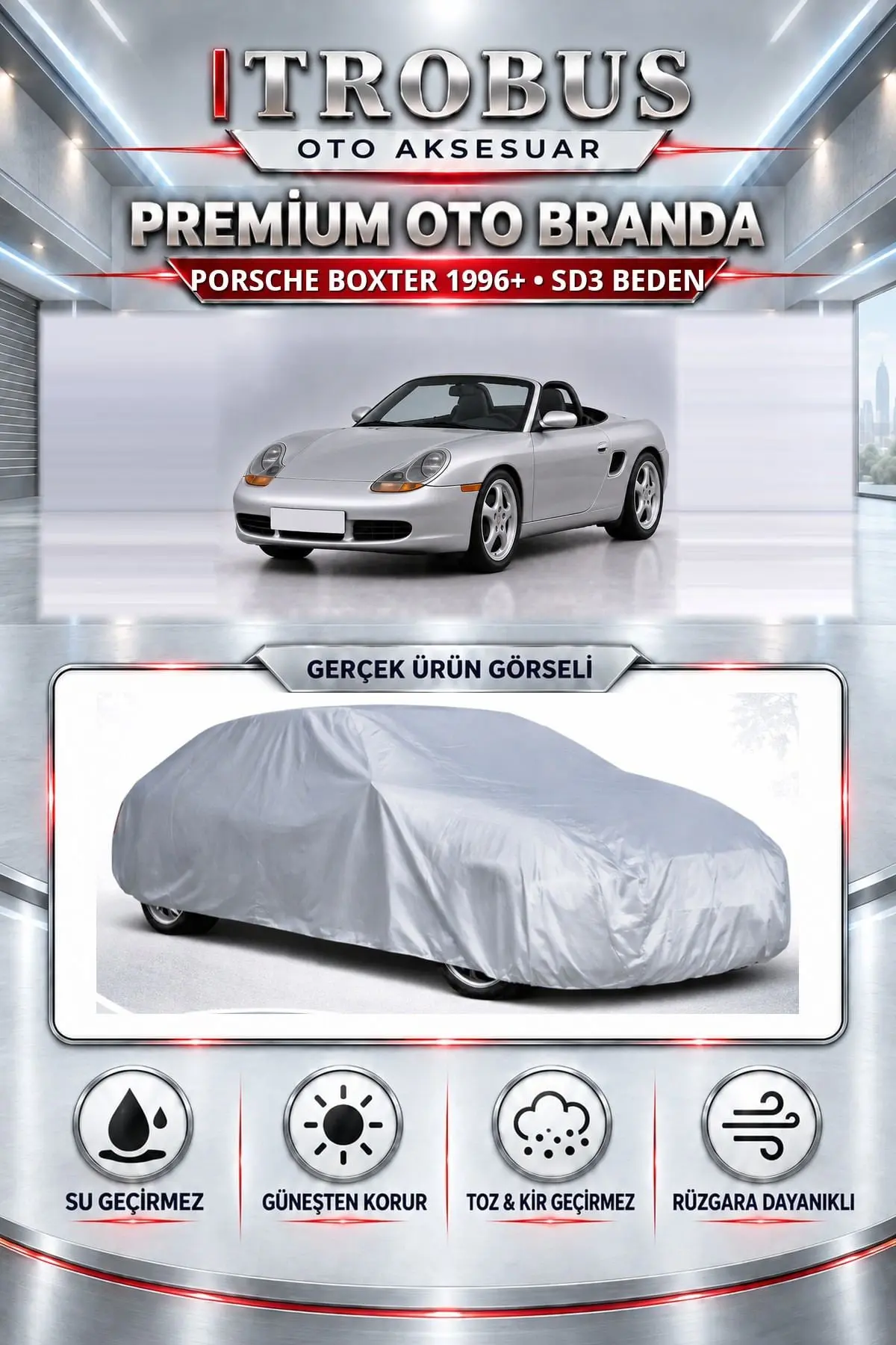 Porsche Boxter 1996 ve Sonrası Uyumlu Premium Oto Branda – SD3 Beden