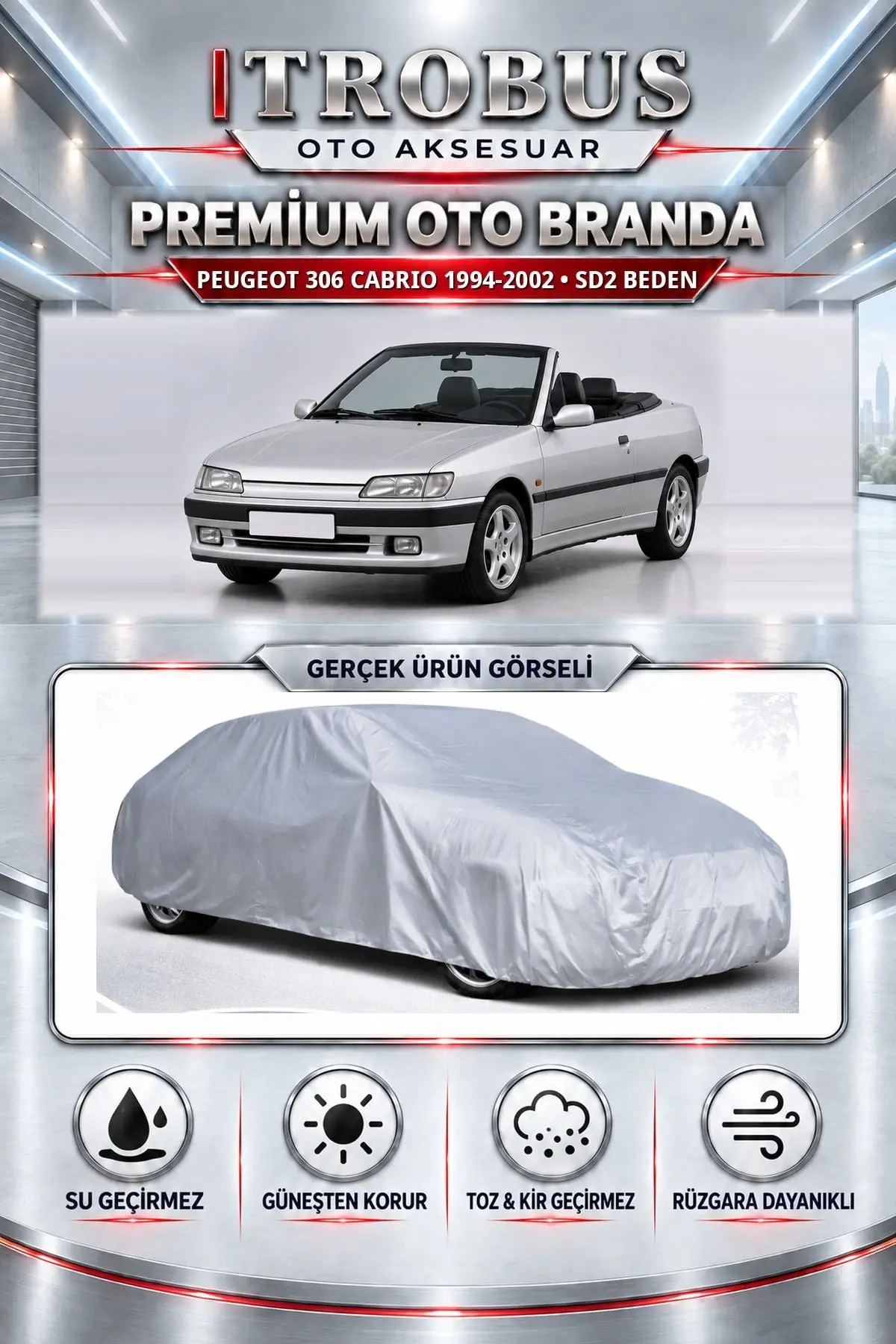 Peugeot 306 Cabrio 1994-2002 Uyumlu Premium Oto Branda – SD2 Beden