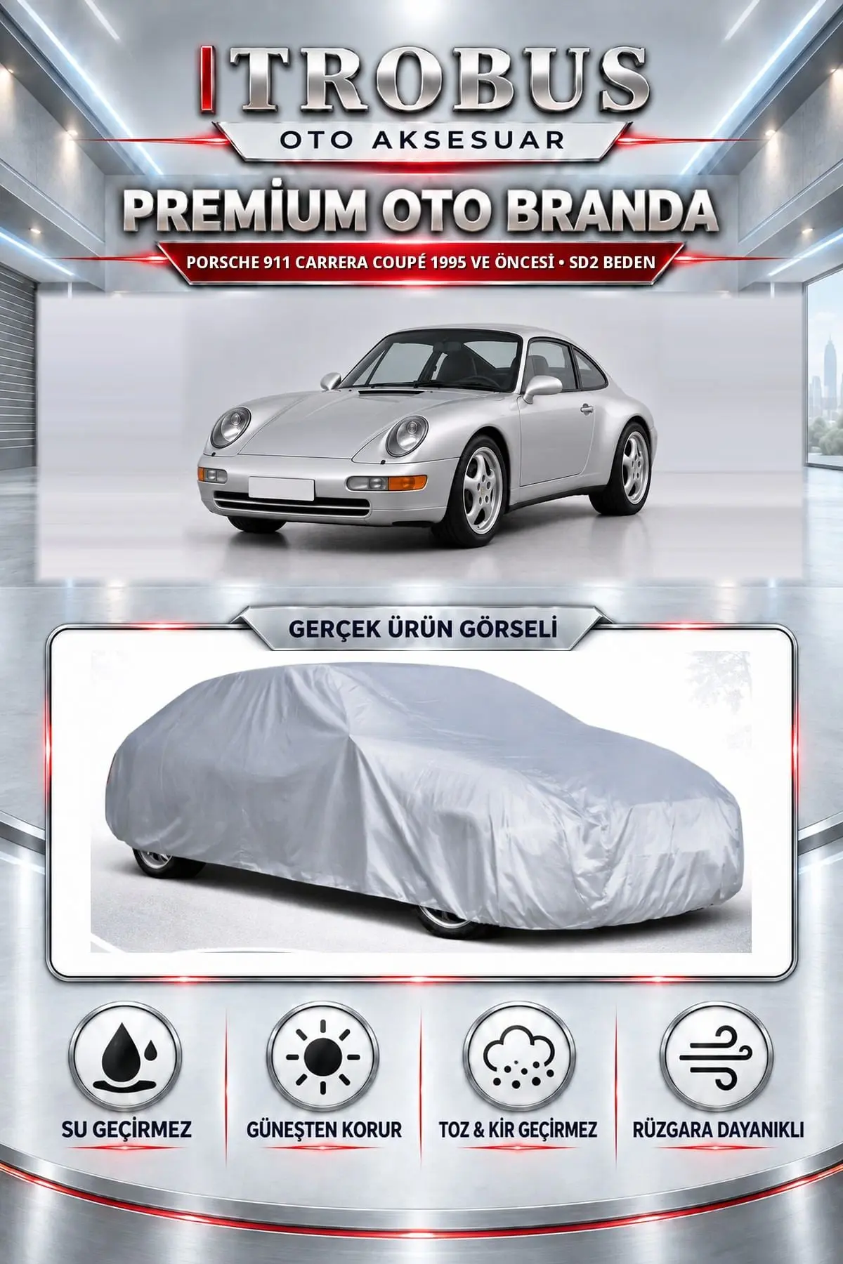 Porsche 911 Carrera Coupé 1995 ve Öncesi Uyumlu Premium Oto Branda – SD2 Beden