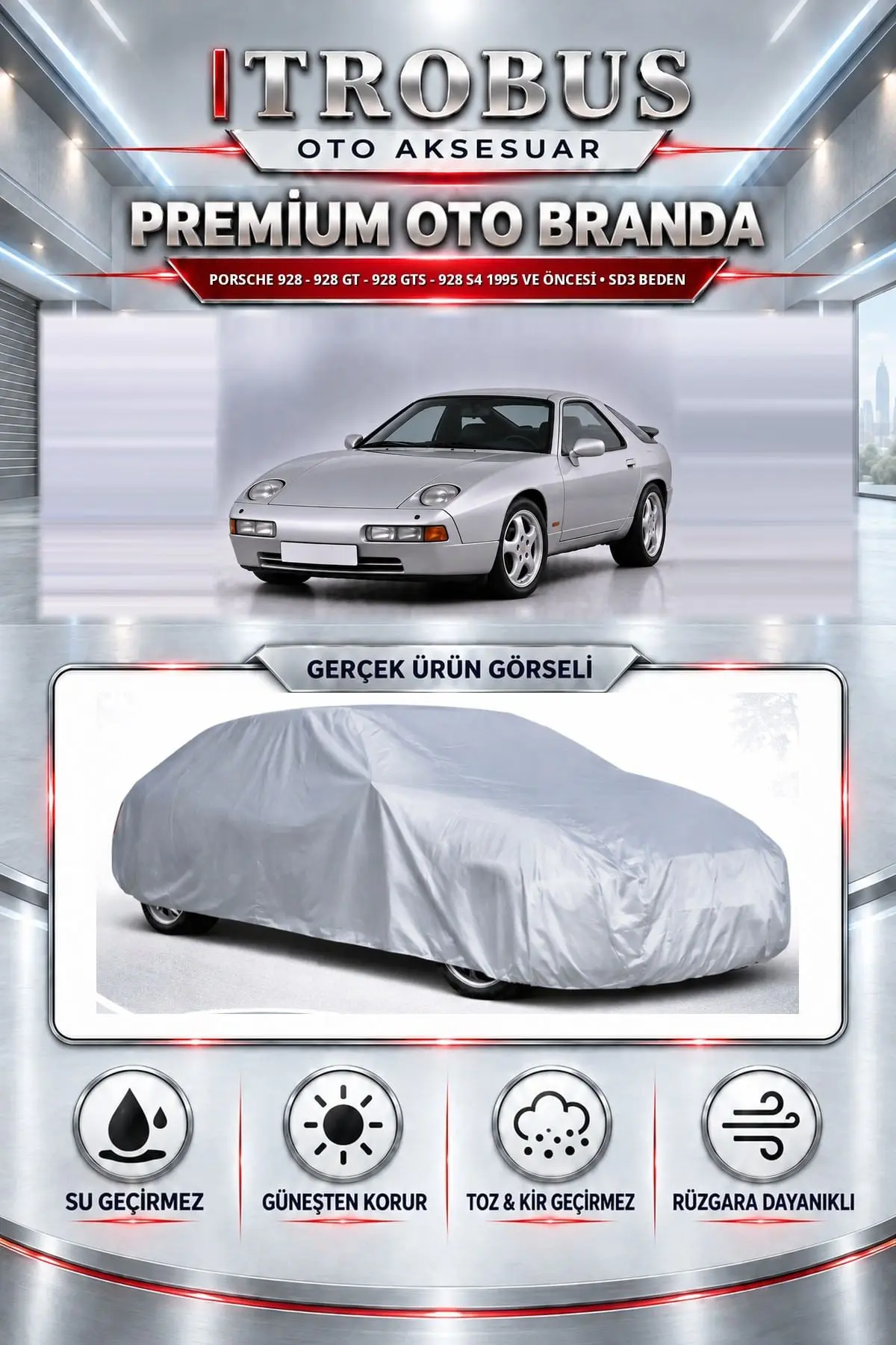 Porsche 928 - 928 GT - 928 GTS - 928 S4 1995 ve Öncesi Uyumlu Premium Oto Branda – SD3 Beden