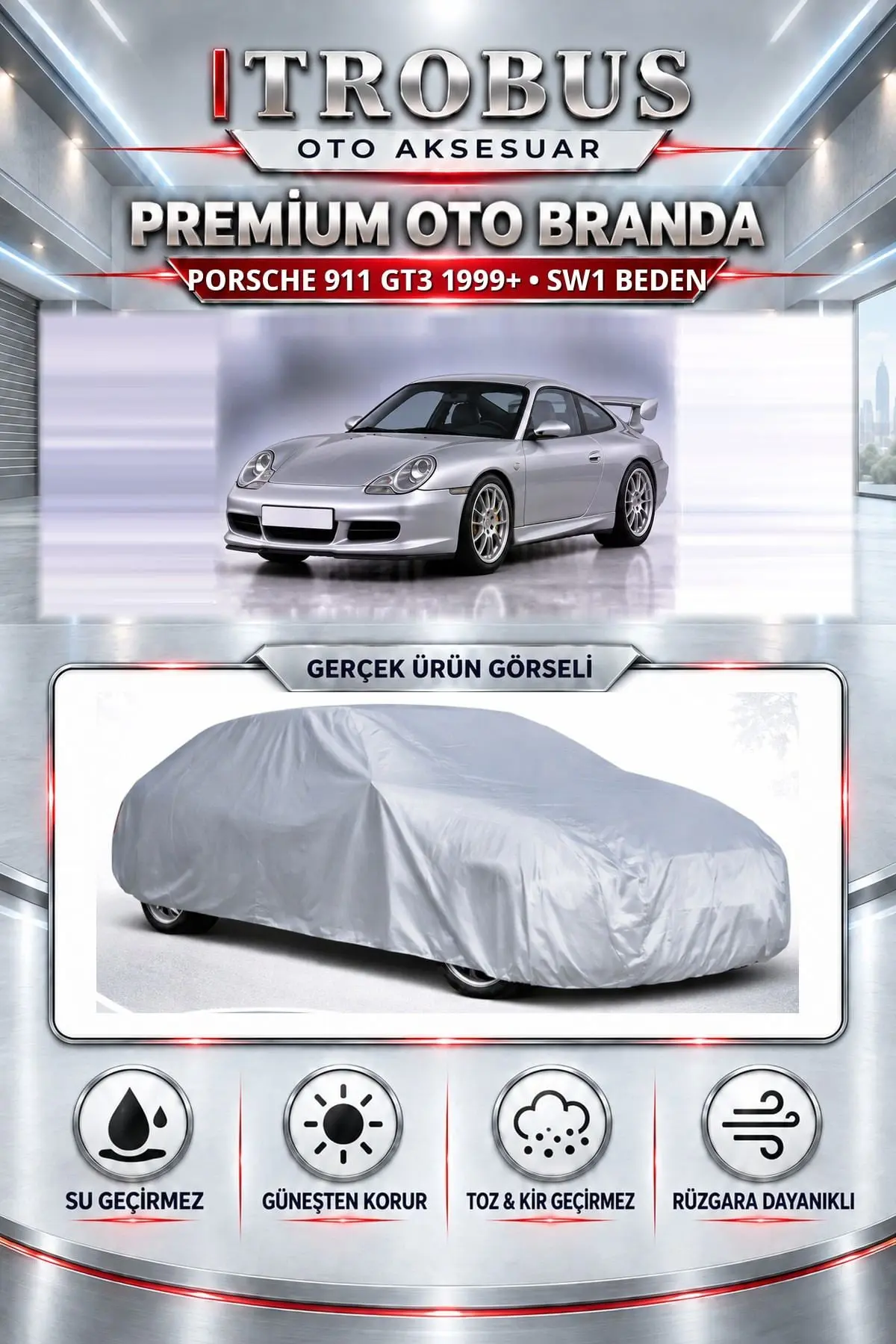 Porsche 911 GT3 1999 ve Sonrası Uyumlu Premium Oto Branda – SW1 Beden