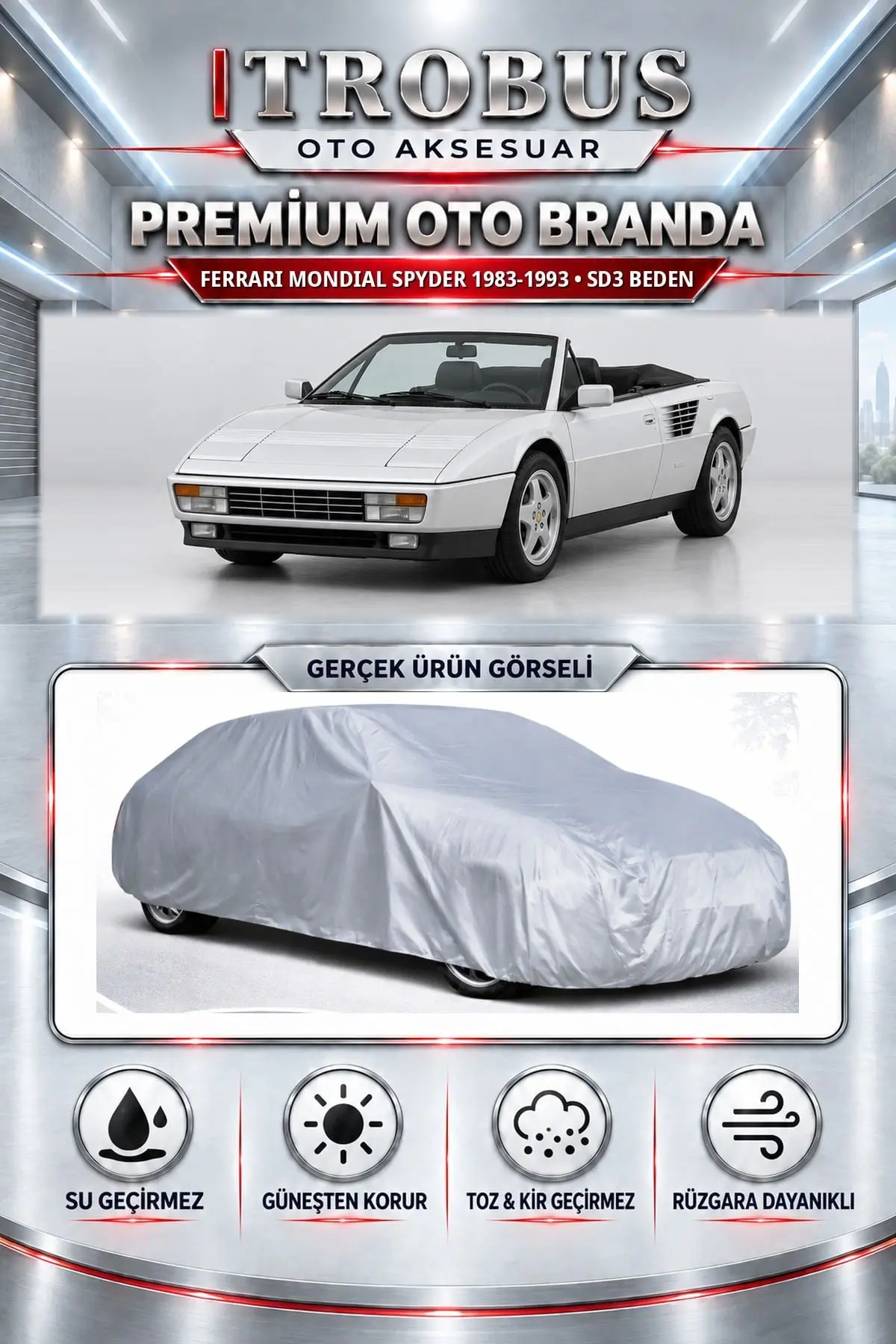 Ferrari Mondial Spyder 1983-1993 Uyumlu Premium Oto Branda – SD3 Beden