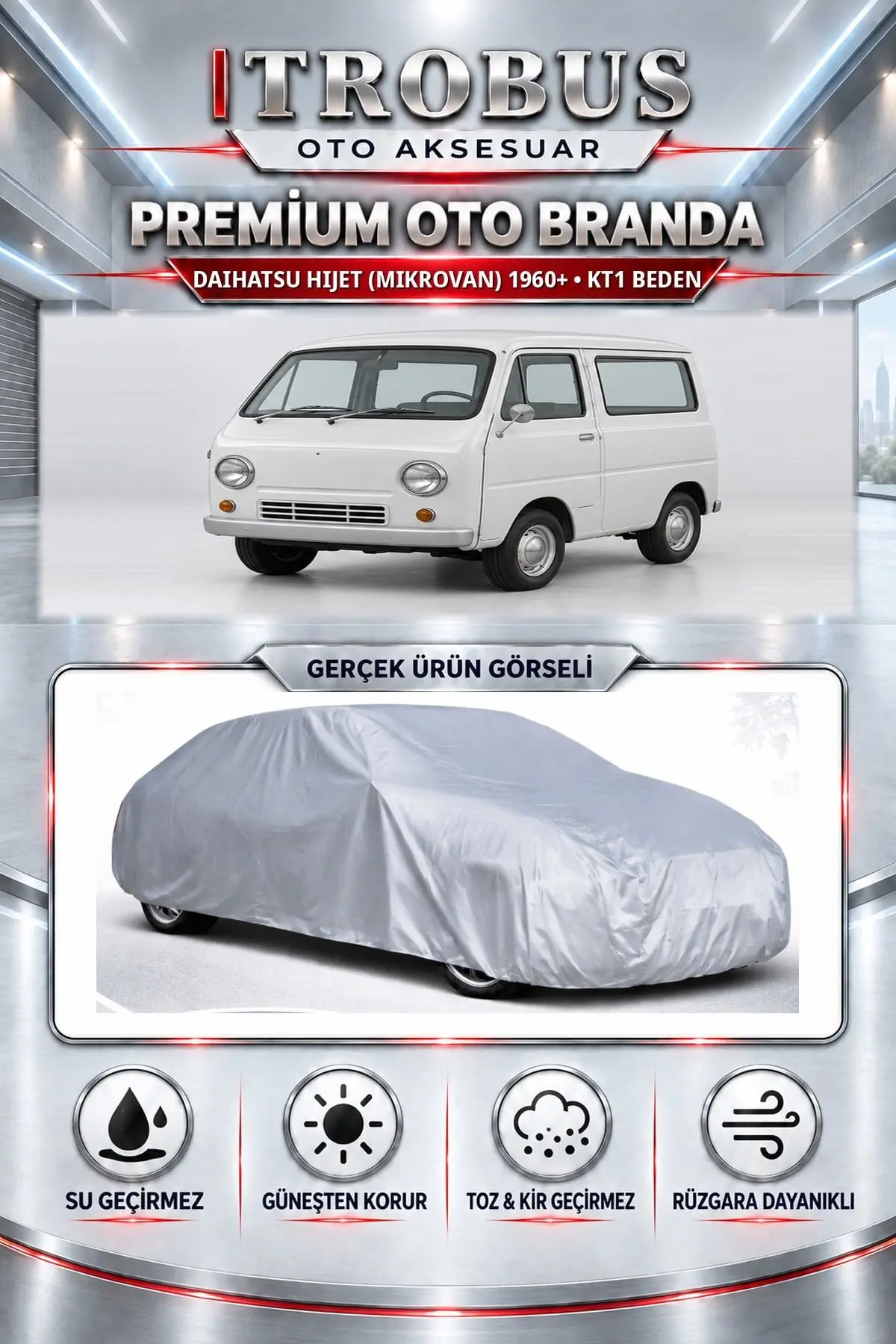 Daihatsu Hijet (mikrovan) 1960 ve Sonrası Uyumlu Premium Oto Branda – KT1 Beden