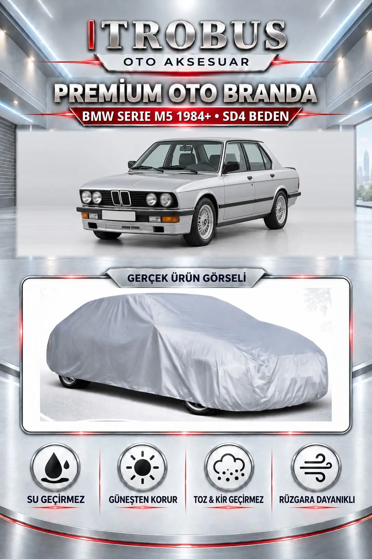 BMW Serie M5 1984 ve Sonrası Uyumlu Premium Oto Branda – SD4 Beden