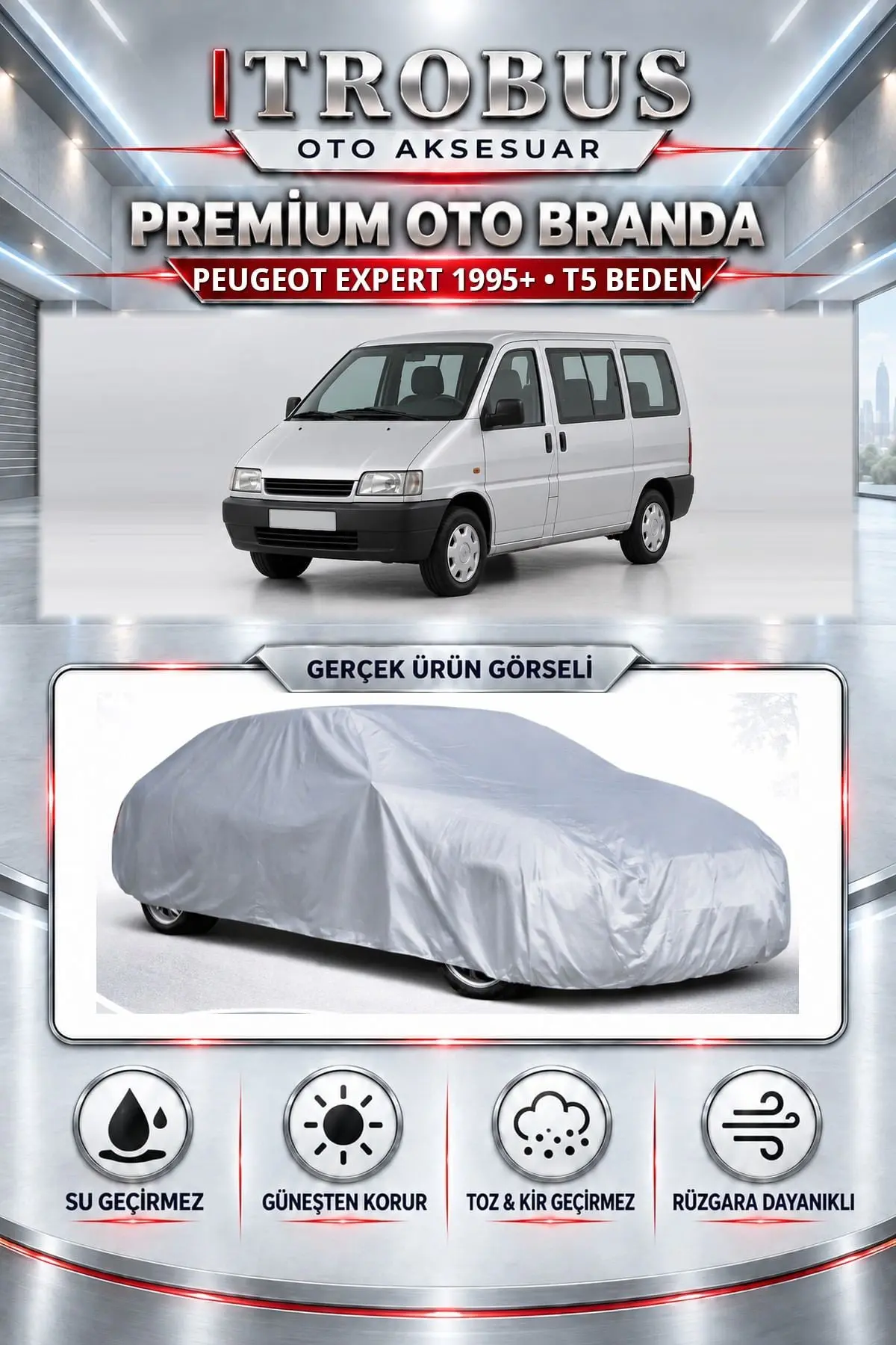 Peugeot Expert 1995 ve Sonrası Uyumlu Premium Oto Branda – T5 Beden