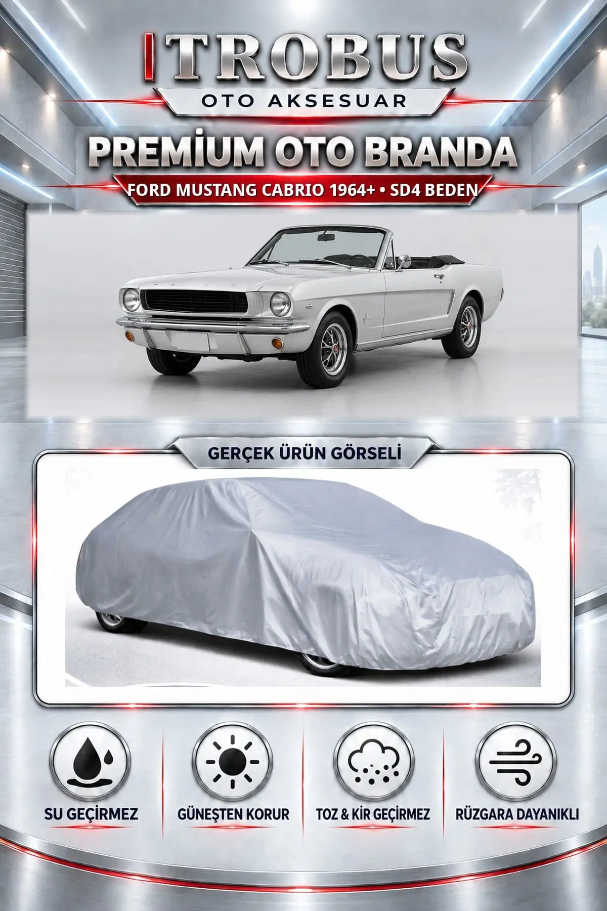 Ford Mustang Coupé 1964 ve Sonrası Uyumlu Premium Oto Branda – SD4 Beden