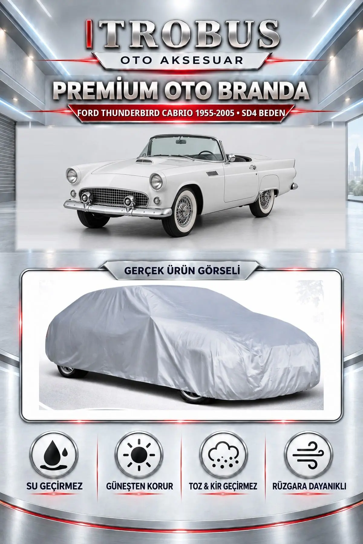 Ford Thunderbird Cabrio 1955-2005 Uyumlu Premium Oto Branda – SD4 Beden