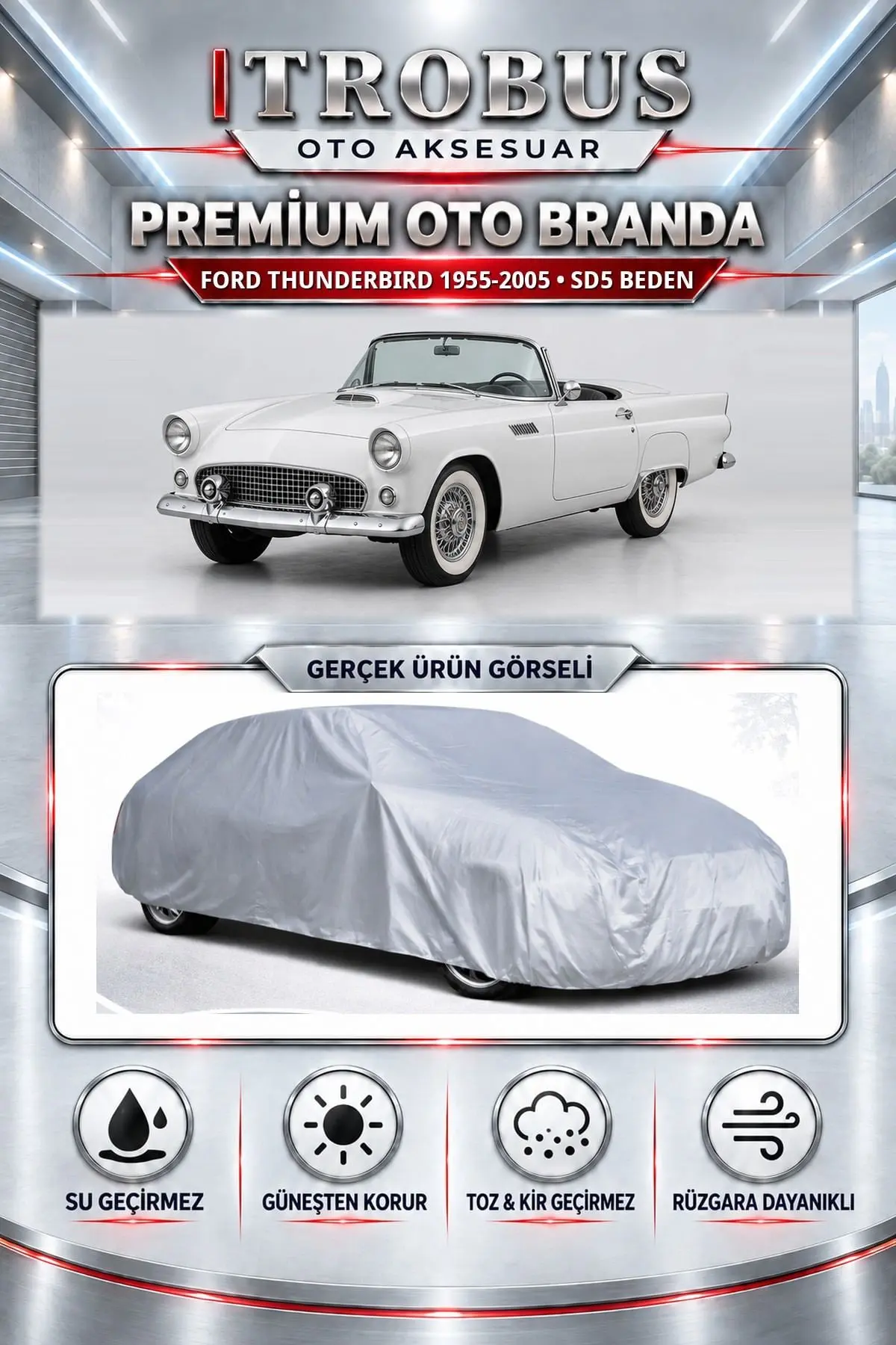 Ford Thunderbird 1955-2005 Uyumlu Premium Oto Branda – SD5 Beden
