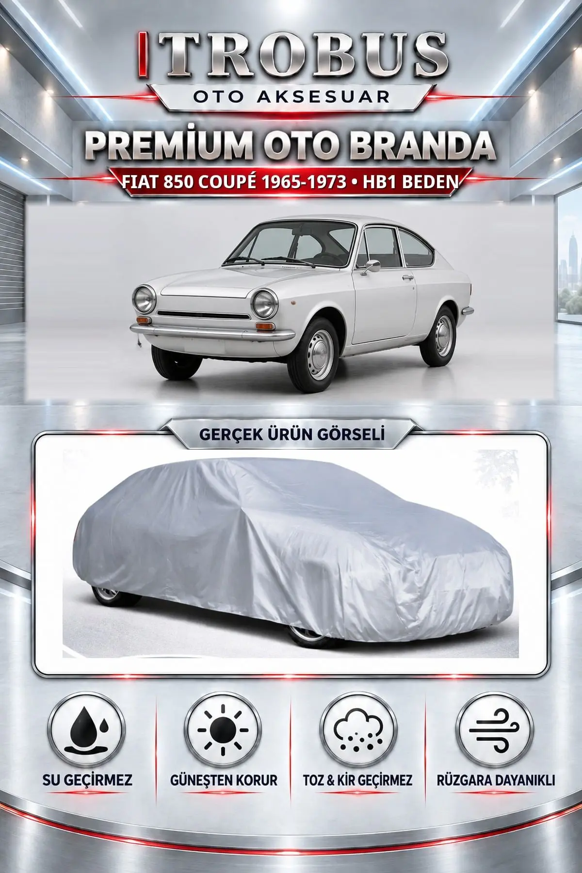 Fiat 850 Coupé 1965-1973 Uyumlu Premium Oto Branda – HB1 Beden