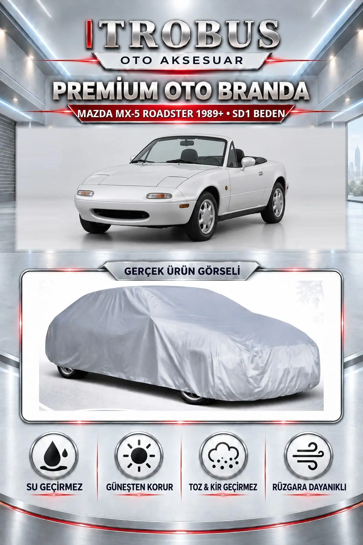 Mazda MX-5 Roadster 1989 ve Sonrası Uyumlu Premium Oto Branda – SD1 Beden
