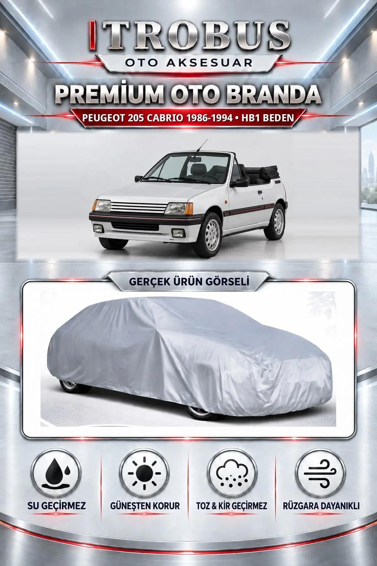 Peugeot 205 Cabrio 1986-1994 Uyumlu Premium Oto Branda – HB1 Beden
