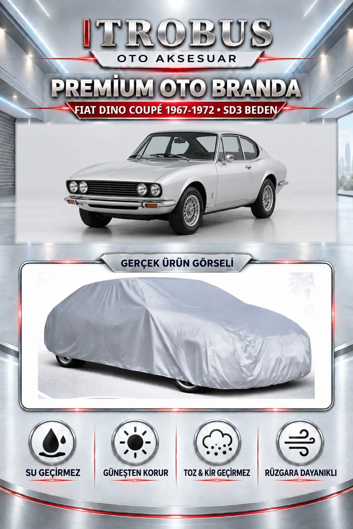 Fiat Dino Coupé 1967-1972 Uyumlu Premium Oto Branda – SD3 Beden