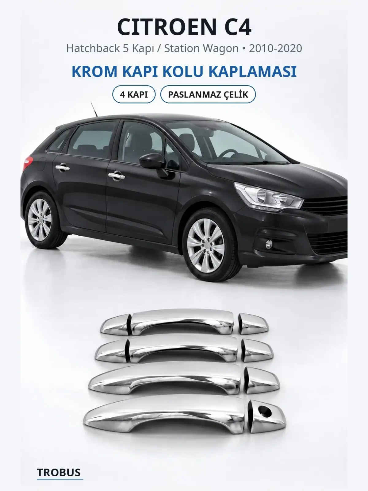 Citroen C4 krom kapı kolu kaplaması 1