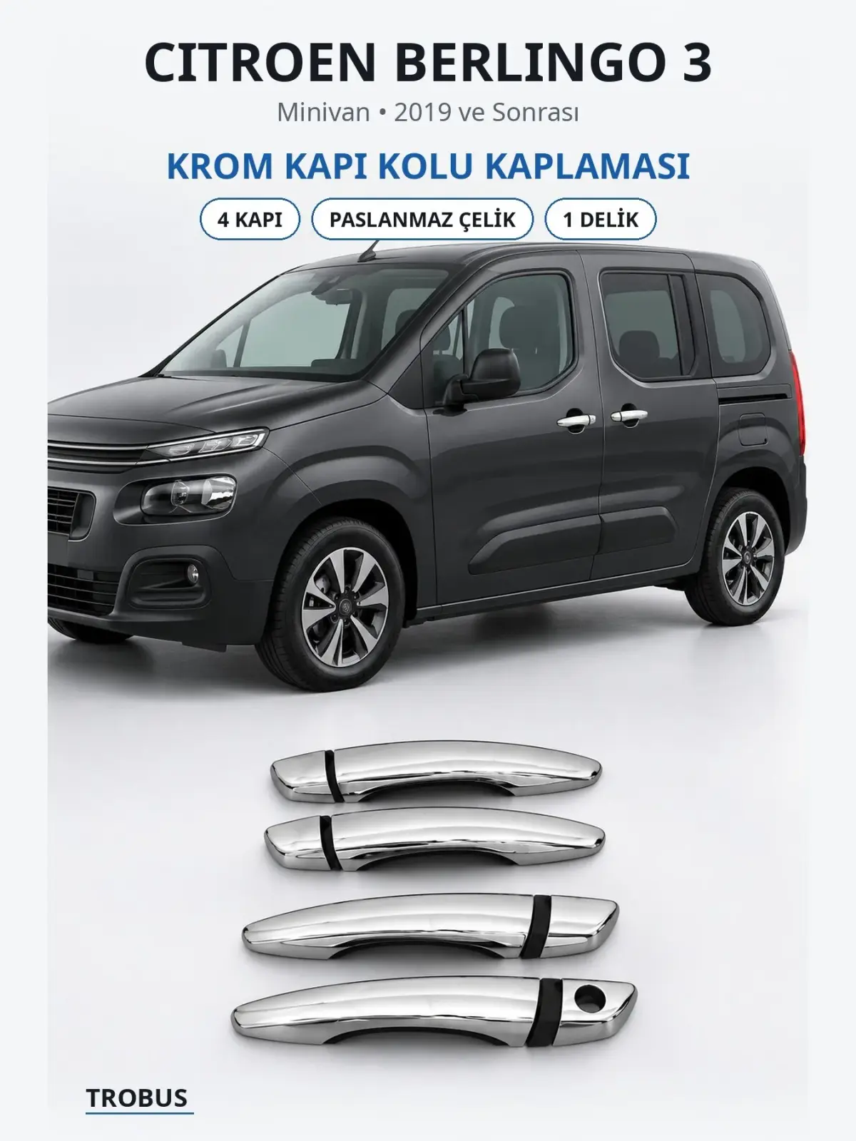Citroen Berlingo 3 krom kapı kolu kaplaması 1
