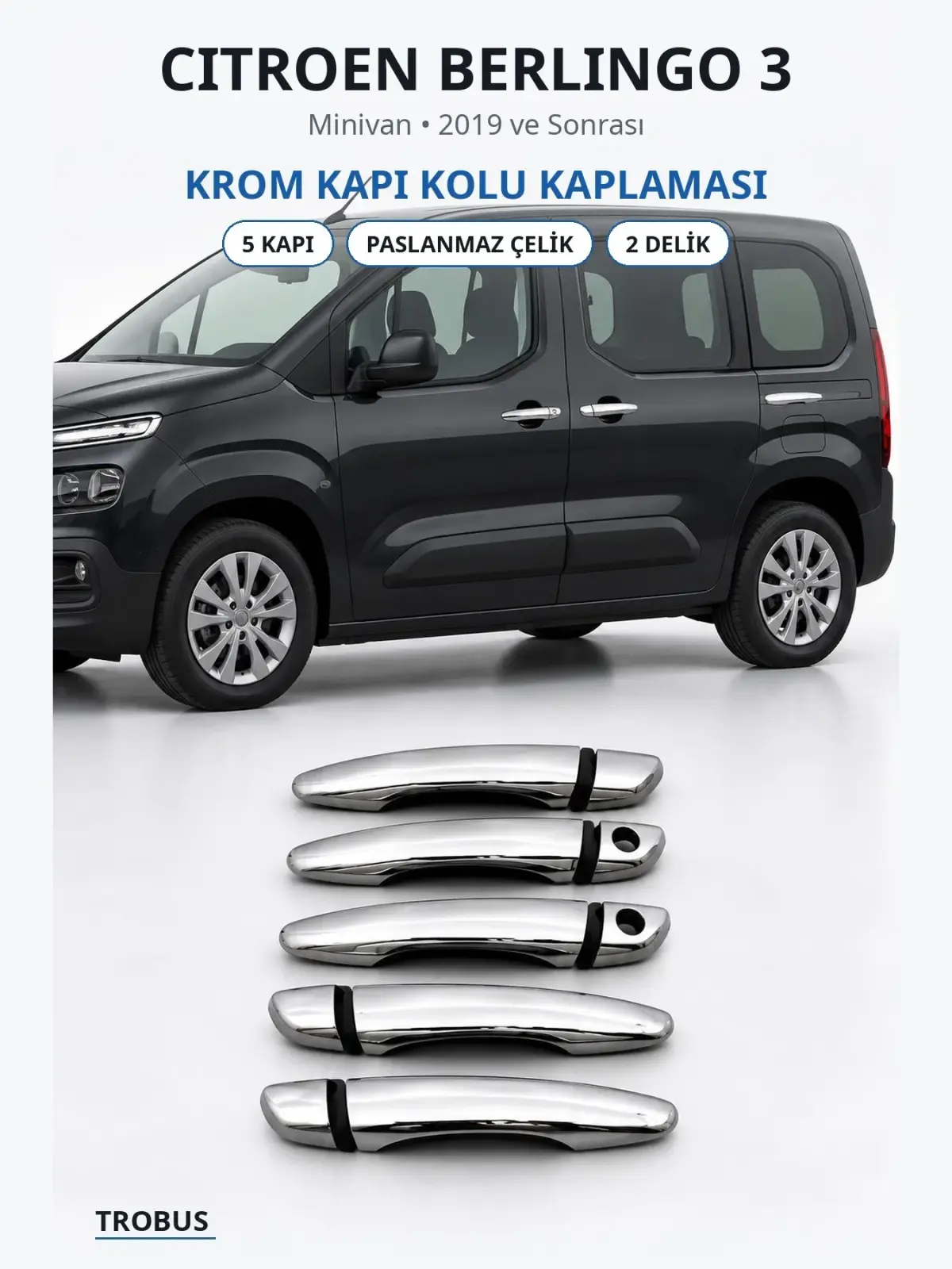 Citroen Berlingo 3 krom kapı kolu kaplaması 1