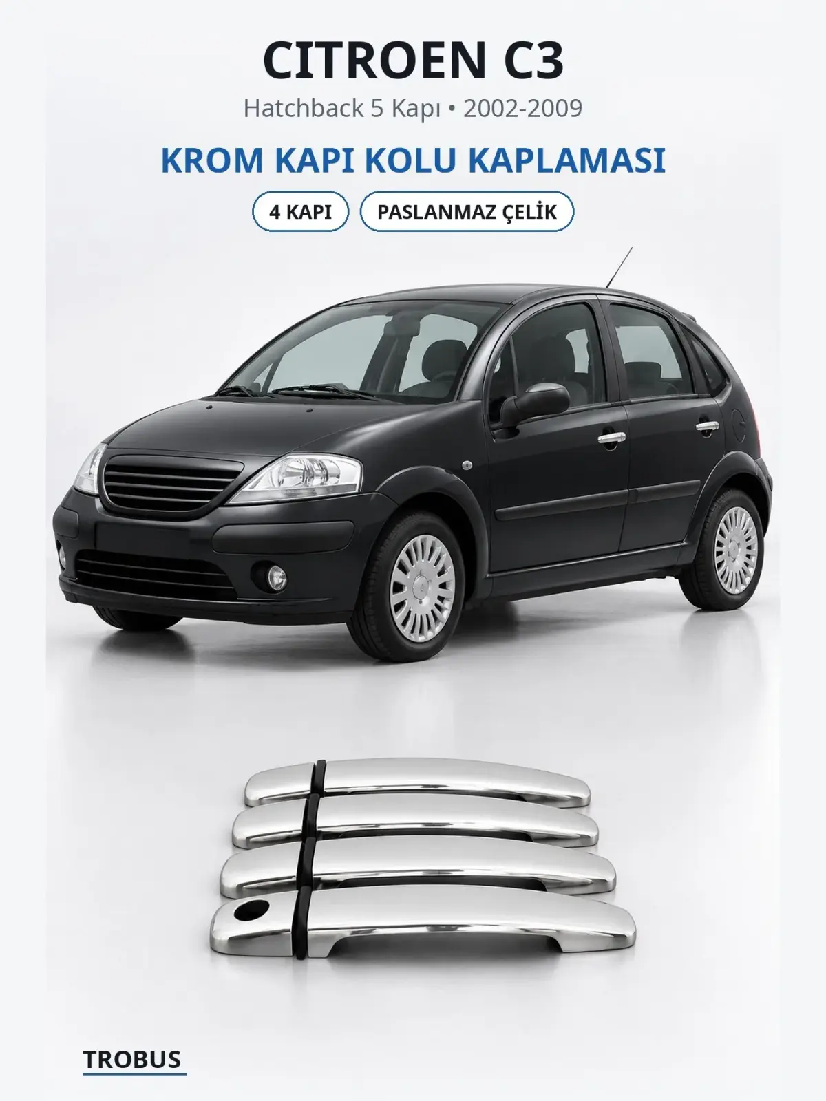 Citroen C3 krom kapı kolu kaplaması 1