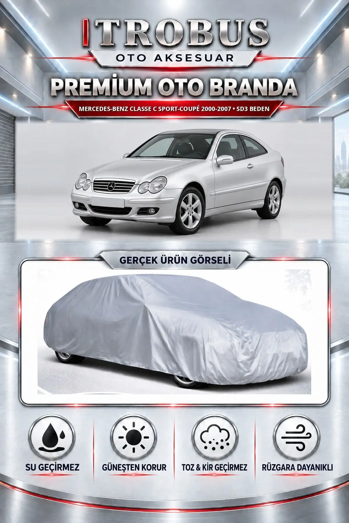 Mercedes-Benz Classe C Sport-coupé 2000-2007 Uyumlu Premium Oto Branda – SD3 Beden