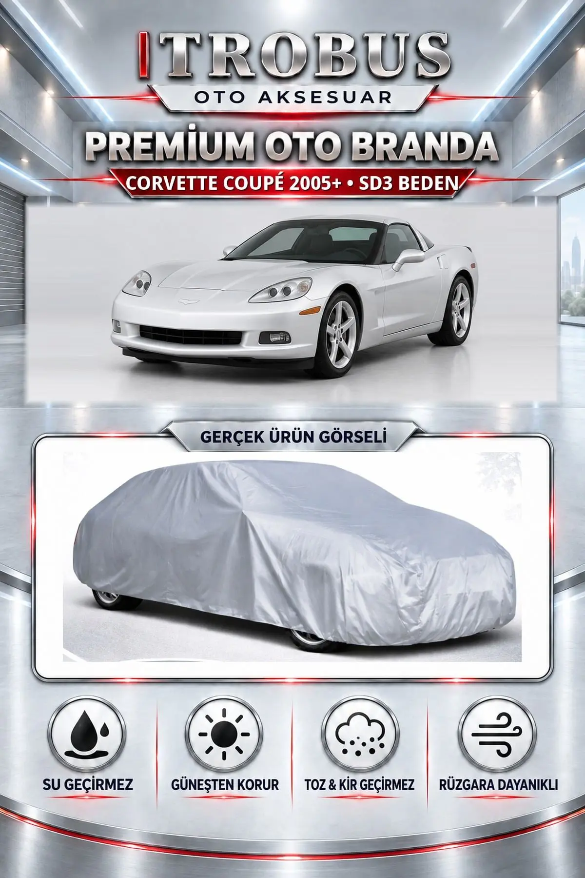 Corvette Coupé 2005 ve Sonrası Uyumlu Premium Oto Branda – SD3 Beden