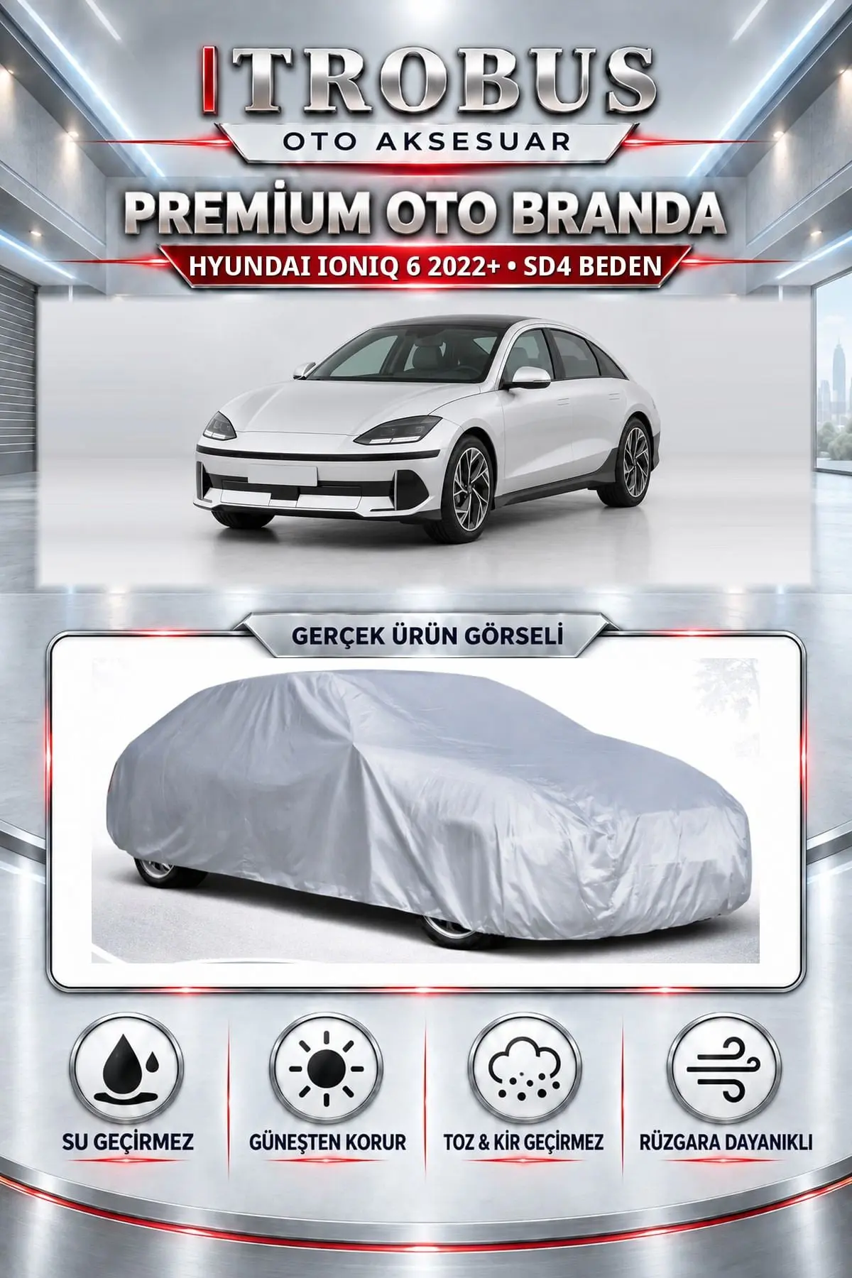 Hyundai Ioniq 6 2022 ve Sonrası Uyumlu Premium Oto Branda – SD4 Beden