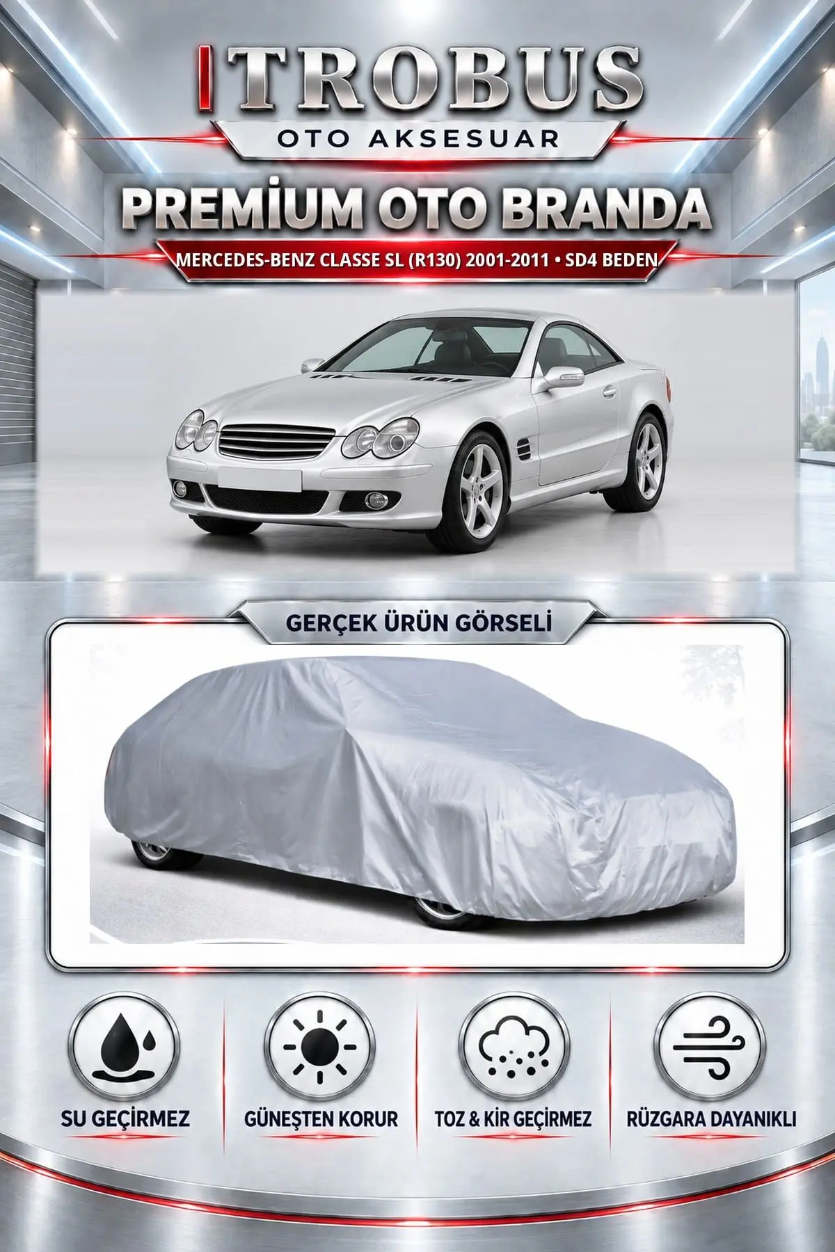 Mercedes-Benz Classe SL (R130) 2001-2011 Uyumlu Premium Oto Branda – SD4 Beden