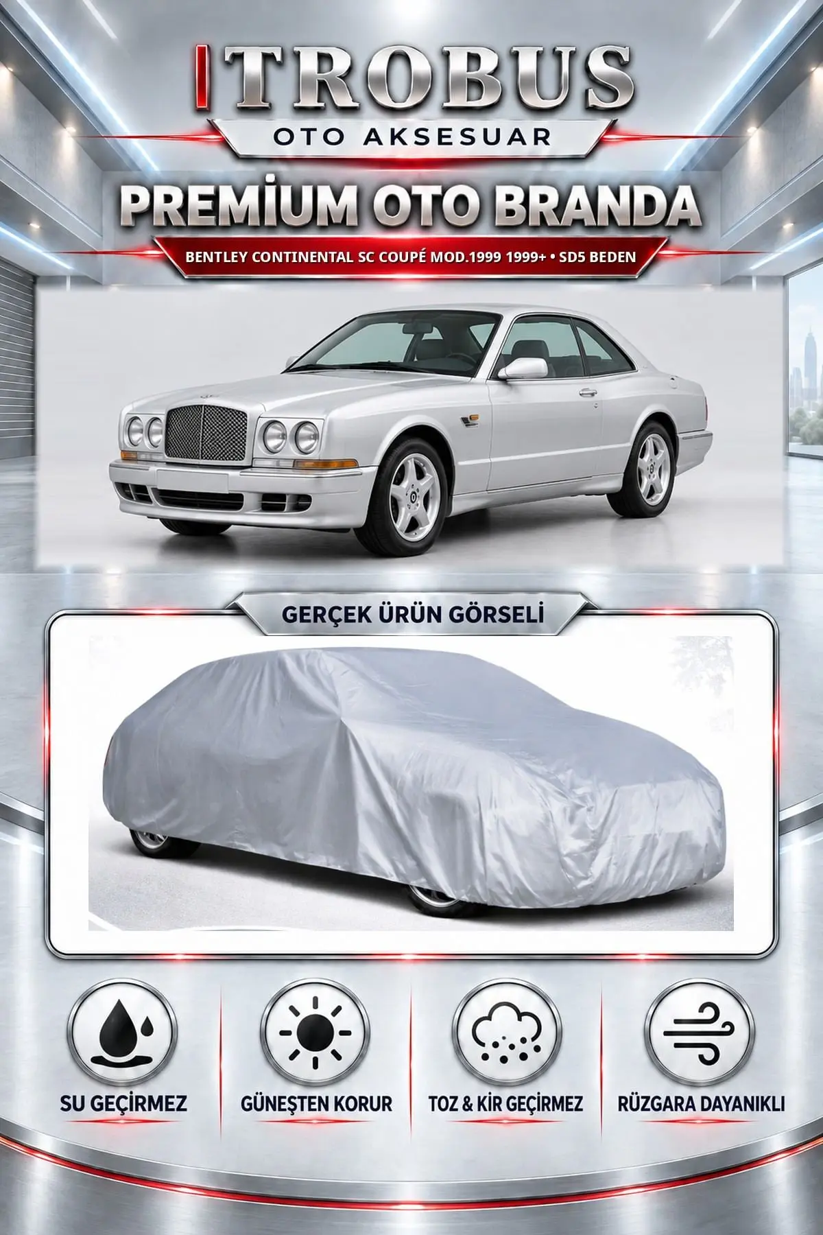 Bentley Continental SC Coupé Mod.1999 1999 ve Sonrası Uyumlu Premium Oto Branda – SD5 Beden