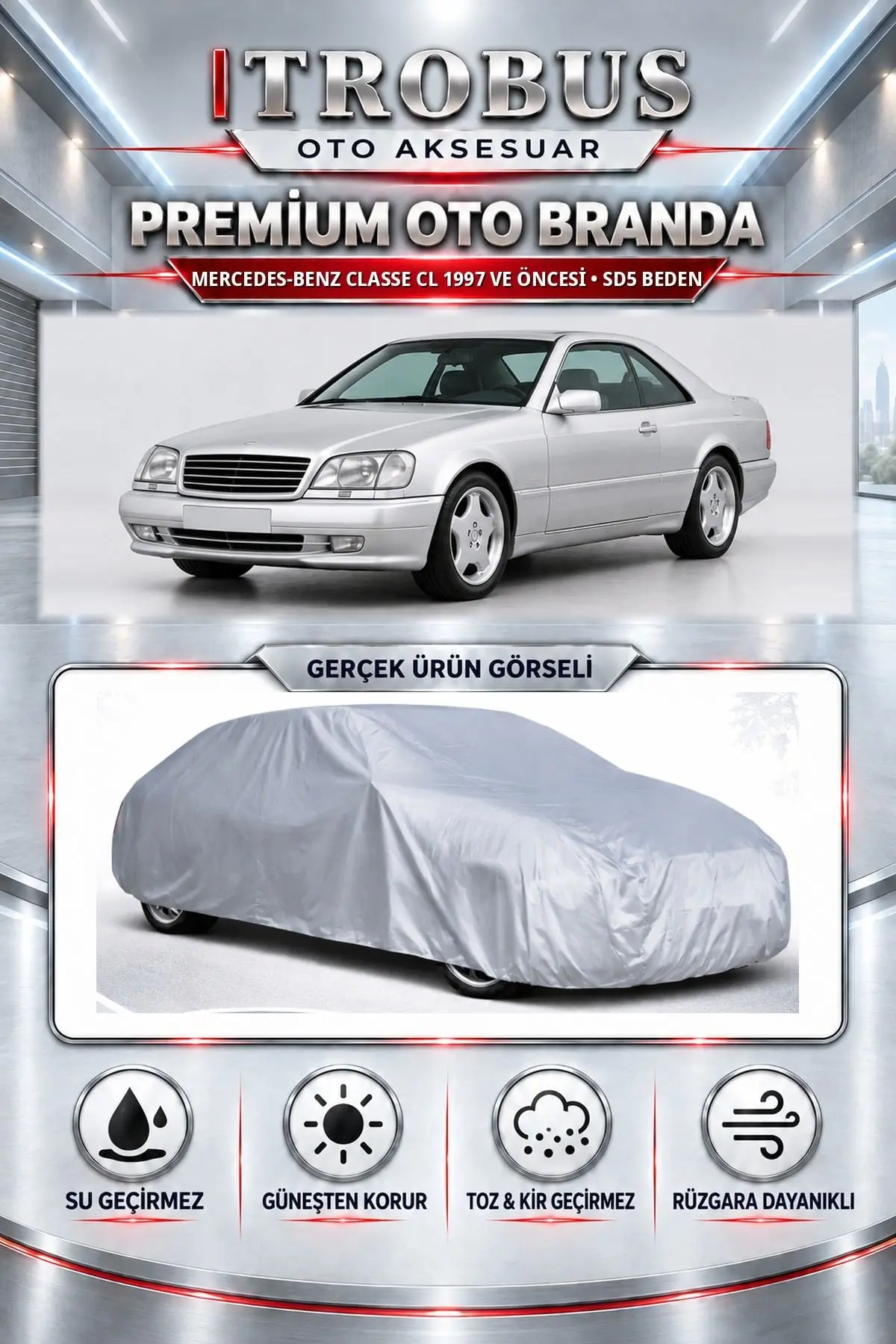 Mercedes-Benz Classe CL 1997 ve Öncesi Uyumlu Premium Oto Branda – SD5 Beden