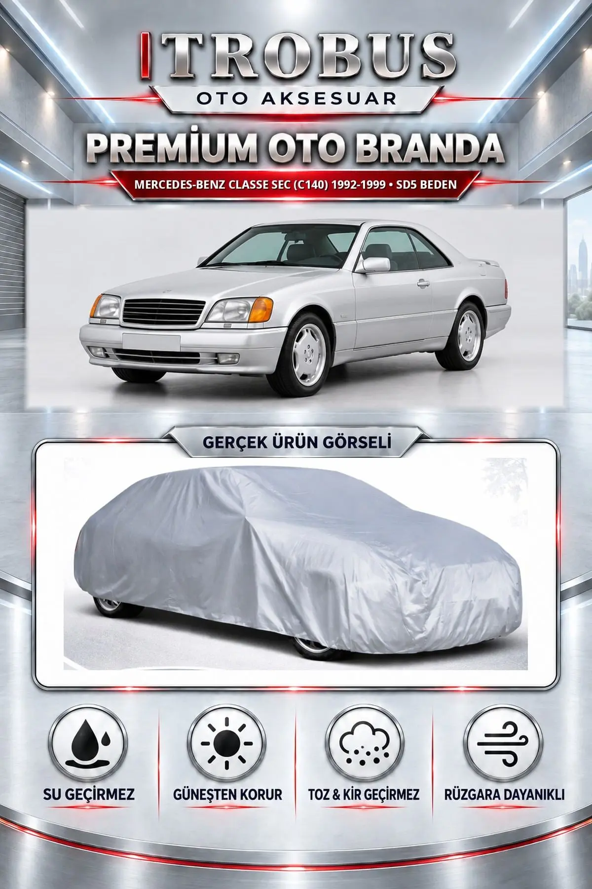 Mercedes-Benz Classe SEC (C140) 1992-1999 Uyumlu Premium Oto Branda – SD5 Beden