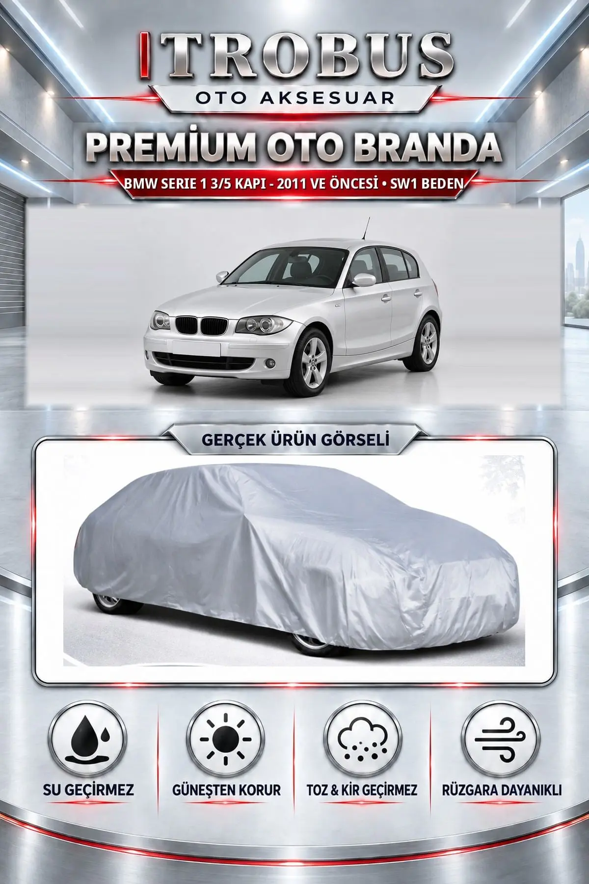BMW Serie 1 3/5 kapı - 2011 ve Öncesi Uyumlu Premium Oto Branda – SW1 Beden