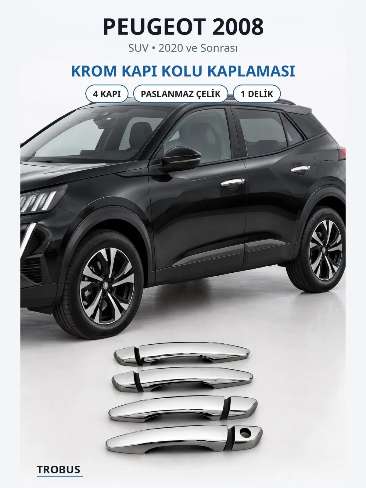 Peugeot 2008 krom kapı kolu kaplaması 1
