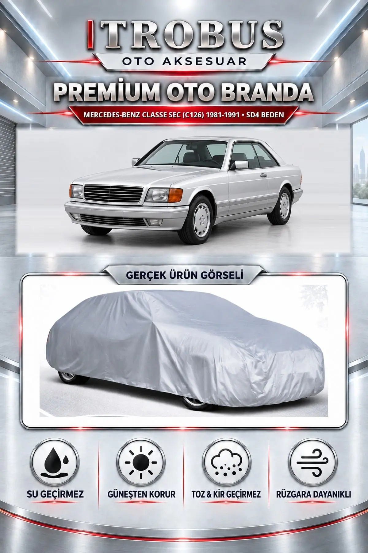 Mercedes-Benz Classe SEC (C126) 1981-1991 Uyumlu Premium Oto Branda – SD4 Beden