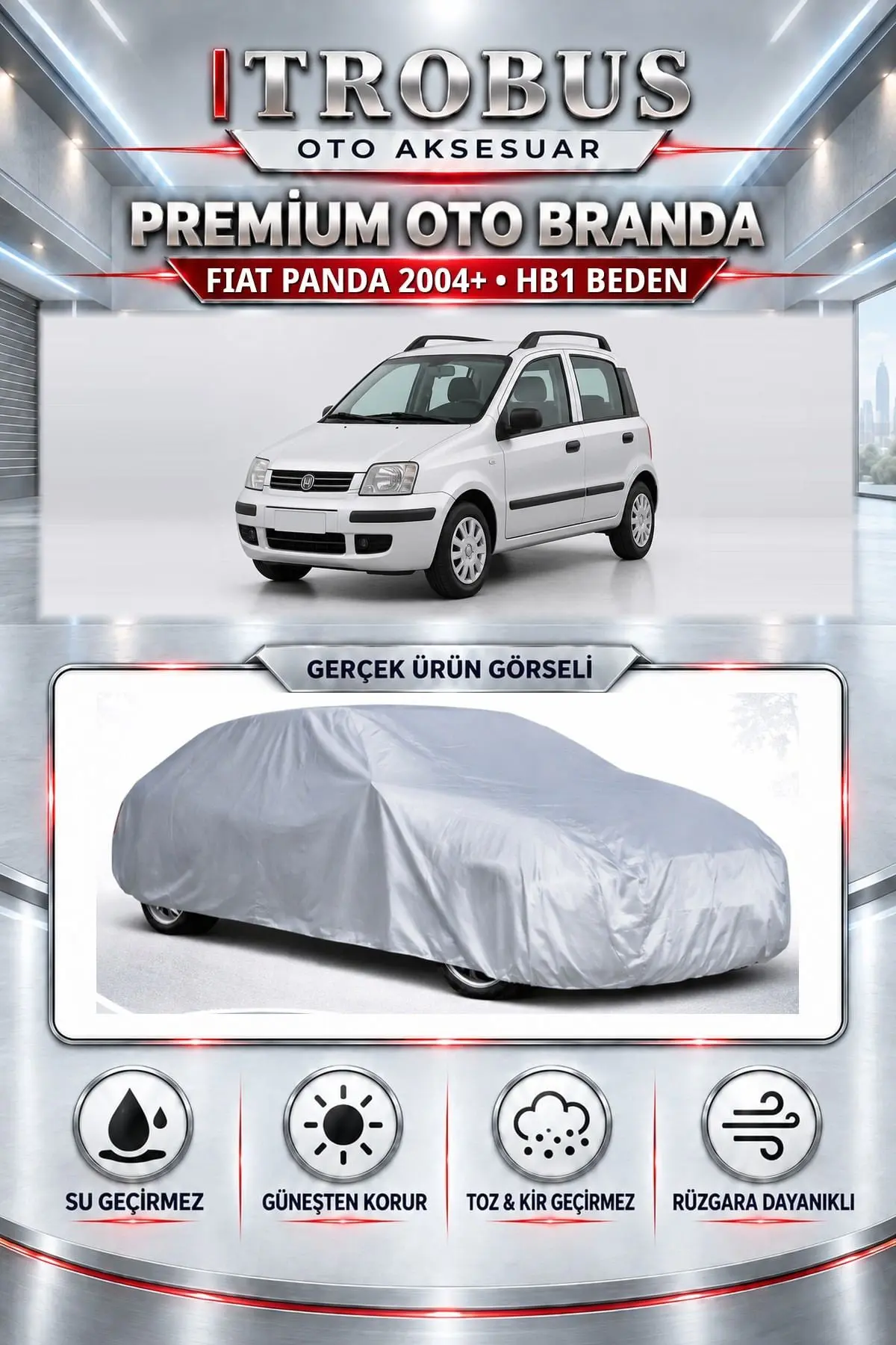 Fiat Panda 2004 ve Sonrası Uyumlu Premium Oto Branda – HB1 Beden