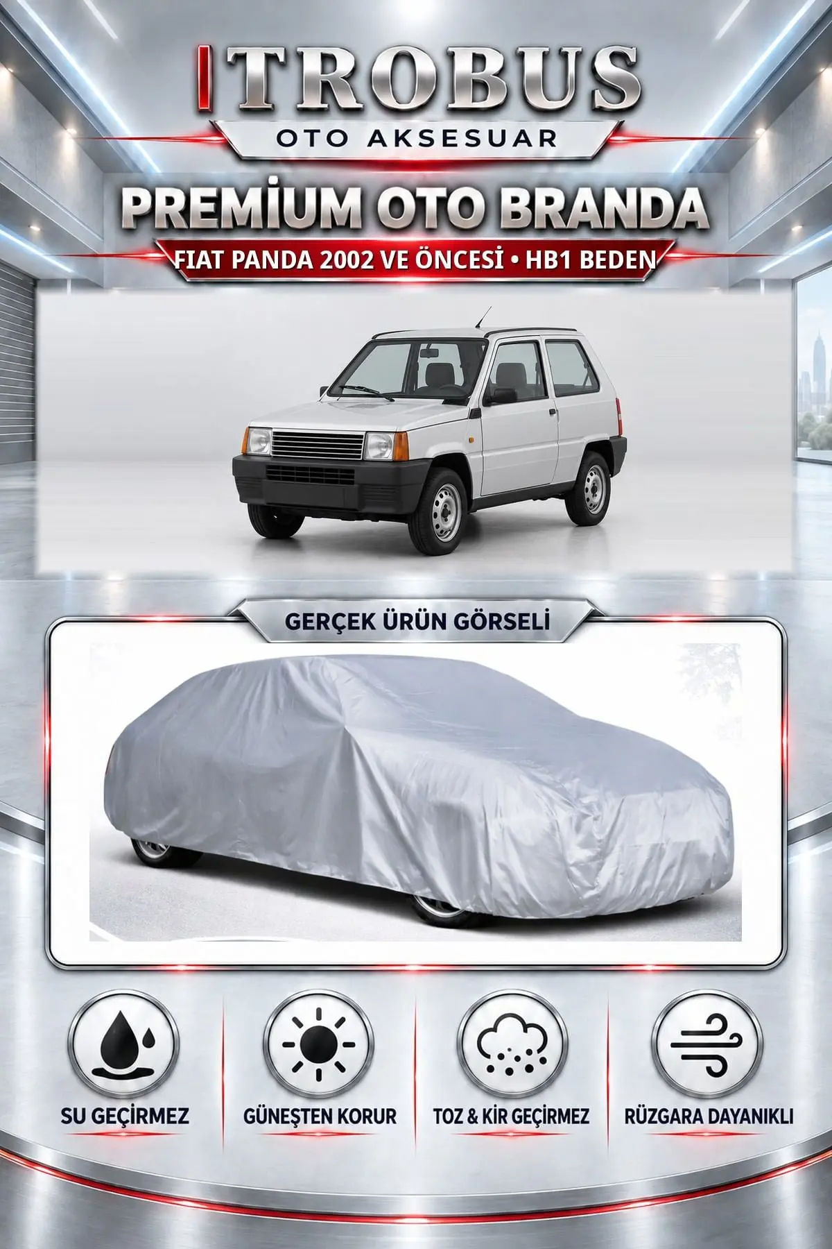 Fiat Panda 2002 ve Öncesi Uyumlu Premium Oto Branda – HB1 Beden